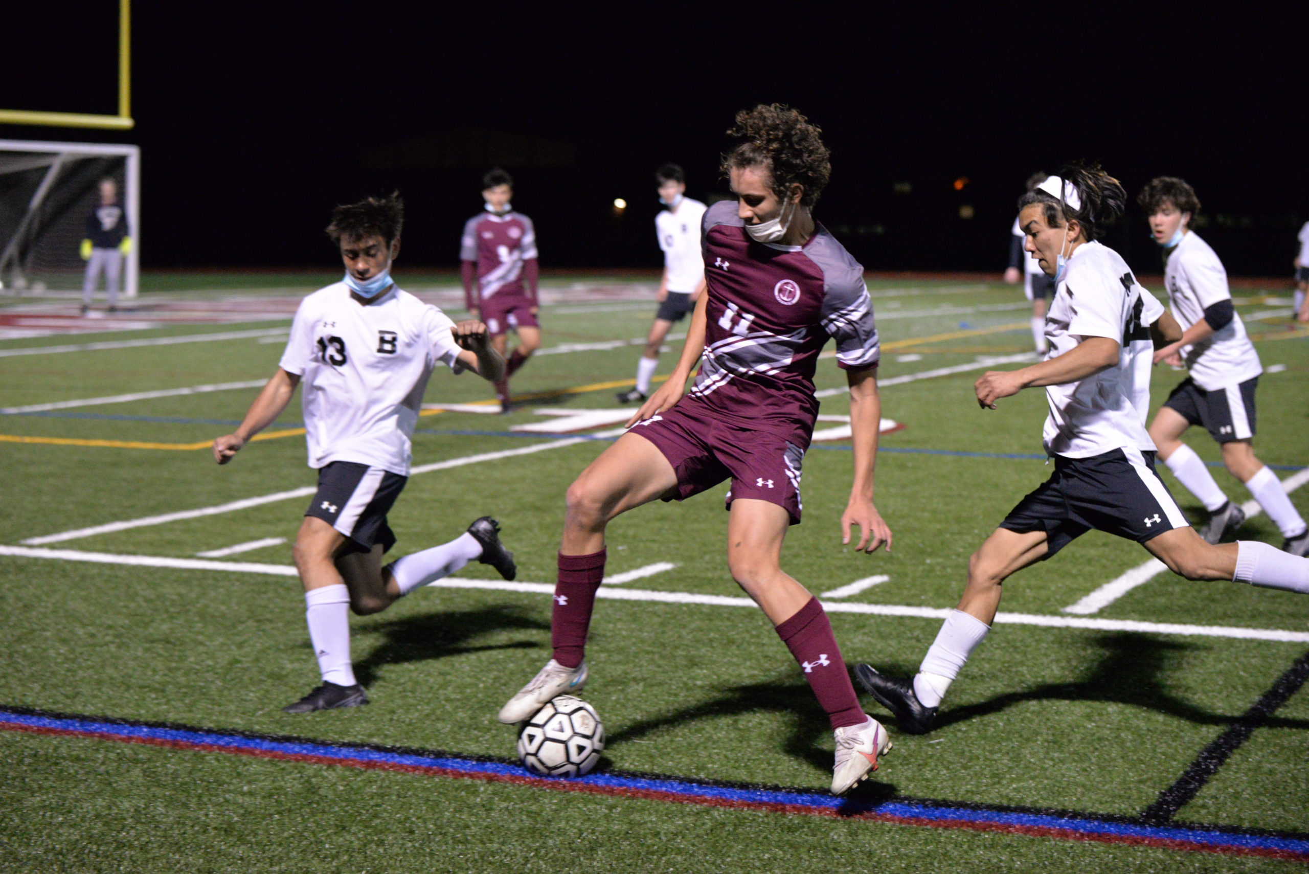 Southampton's Patrick Matthews controls the ball.