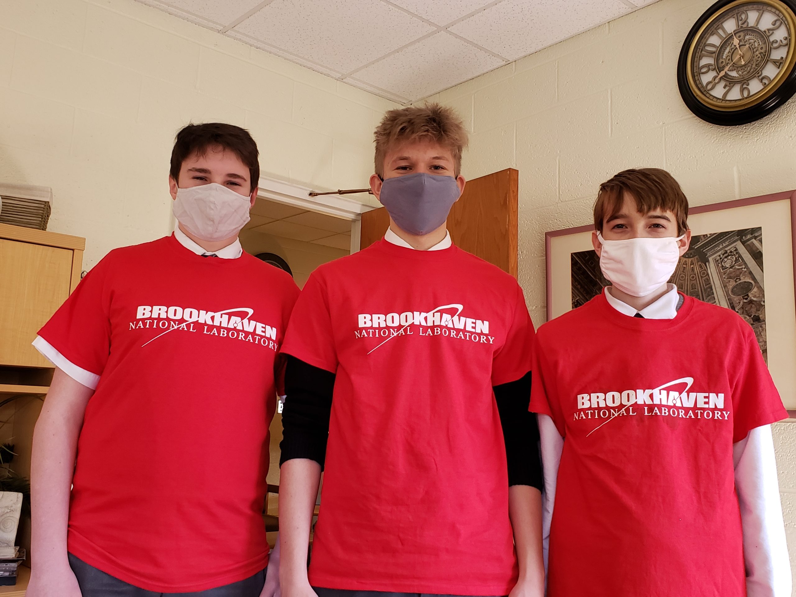 Jack Leonard, Christian DSuggal and Will O’Leary, three of the Prep Science students at Our Lady of the Hamptons Catholic School in Southampton recently completed at the Brookhaven Lab Science Bowl.