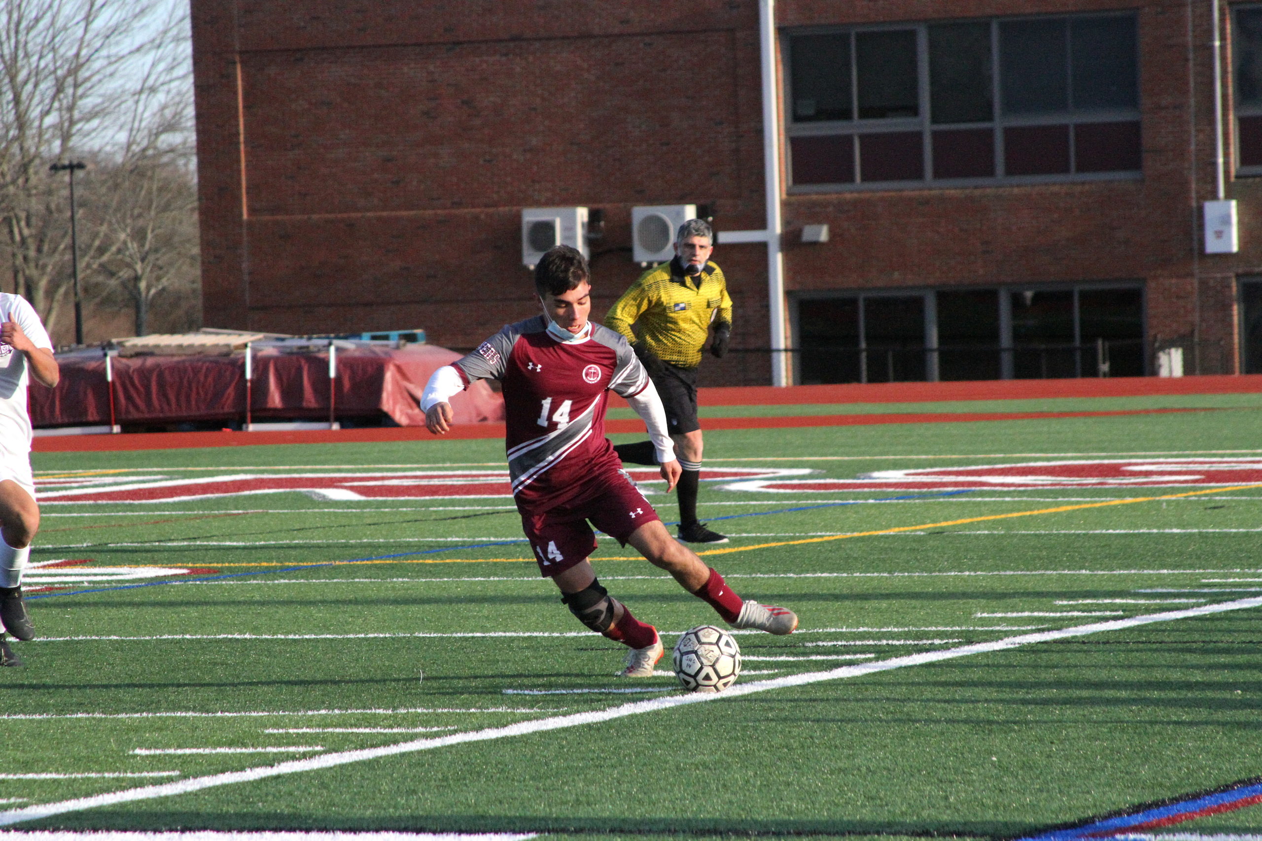 Southampton junior defender Adrian Gonzalez moves the ball up the field.