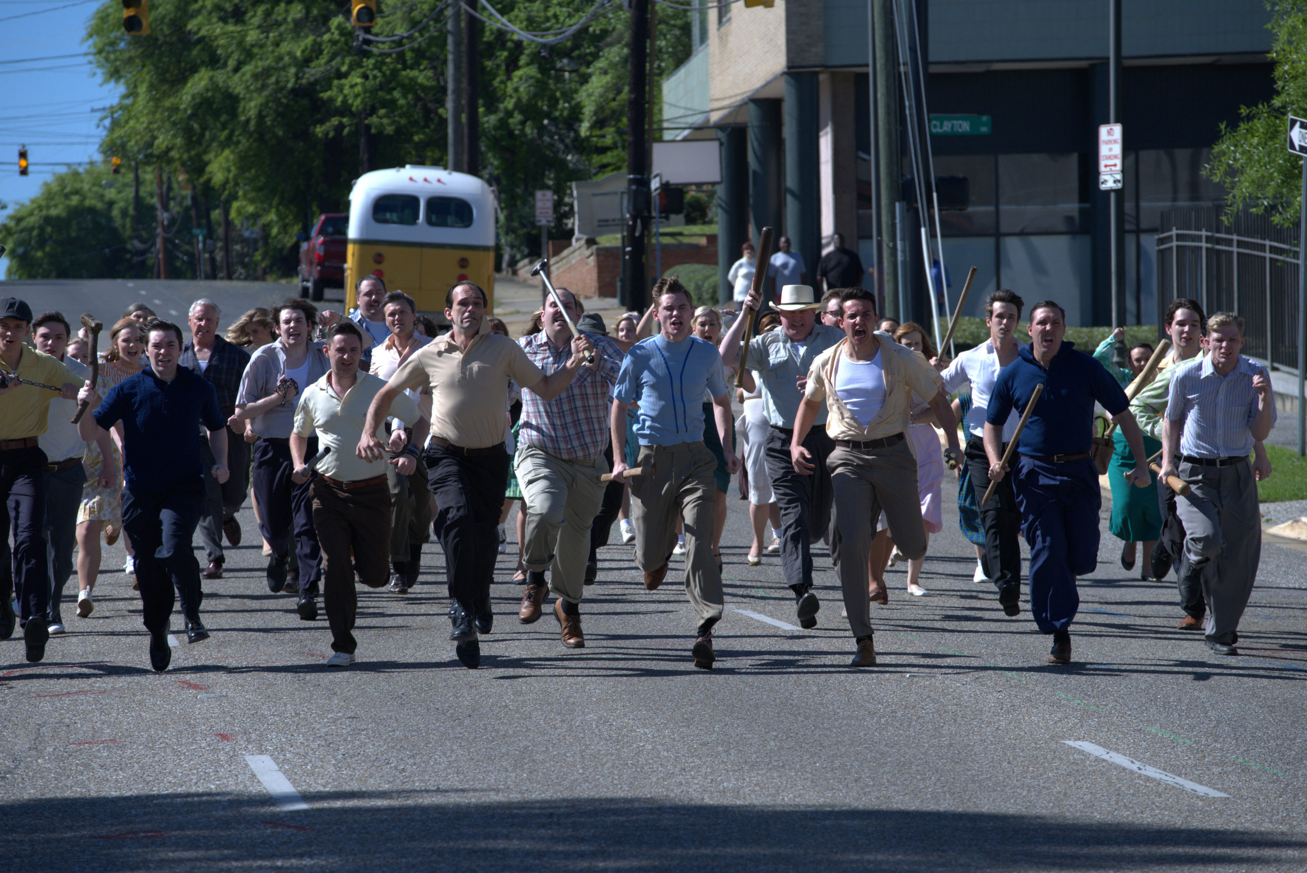 Angry mob in a scene from 