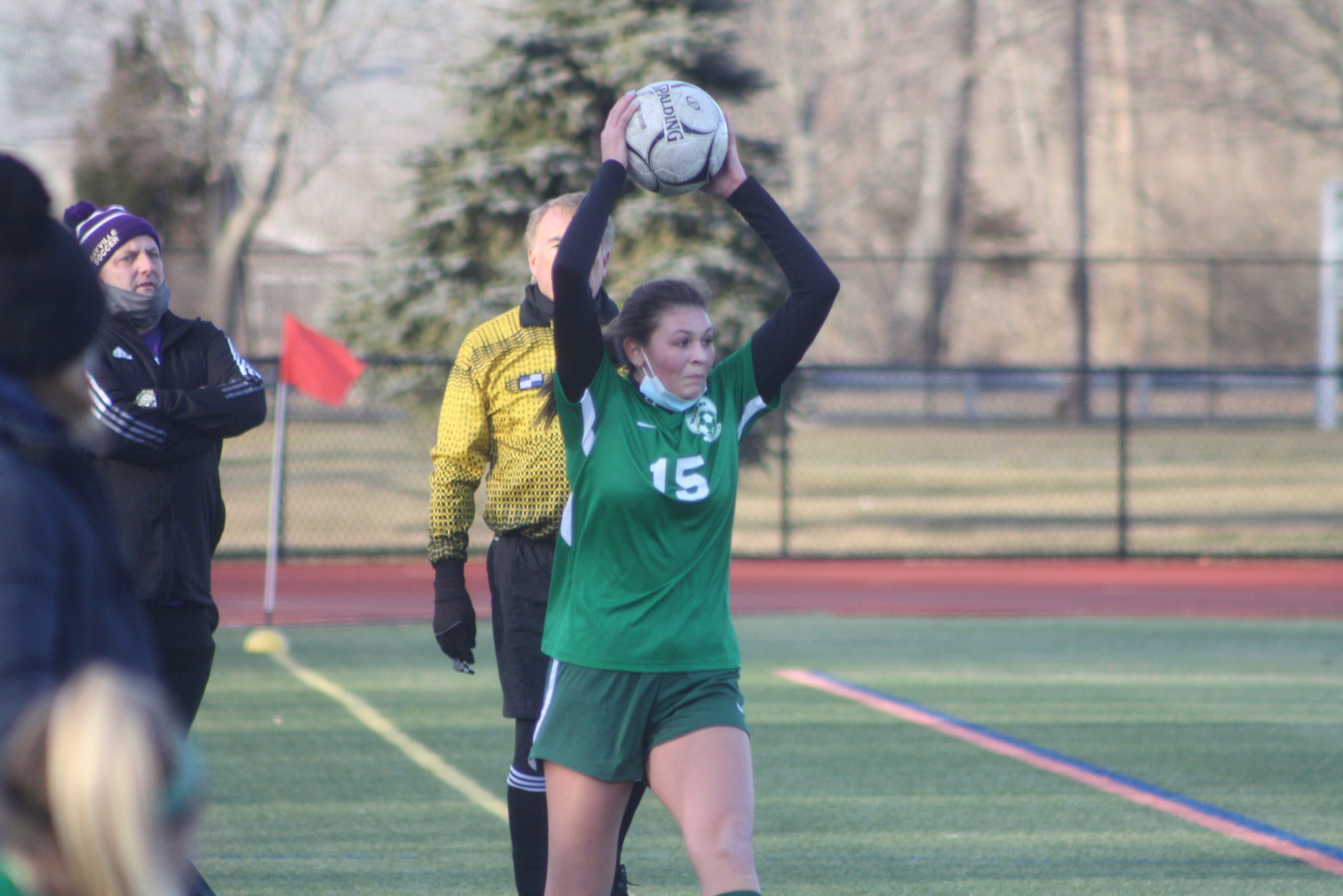 Westhampton Beach junior midfielder Olivia Rongo on a throw-in.
