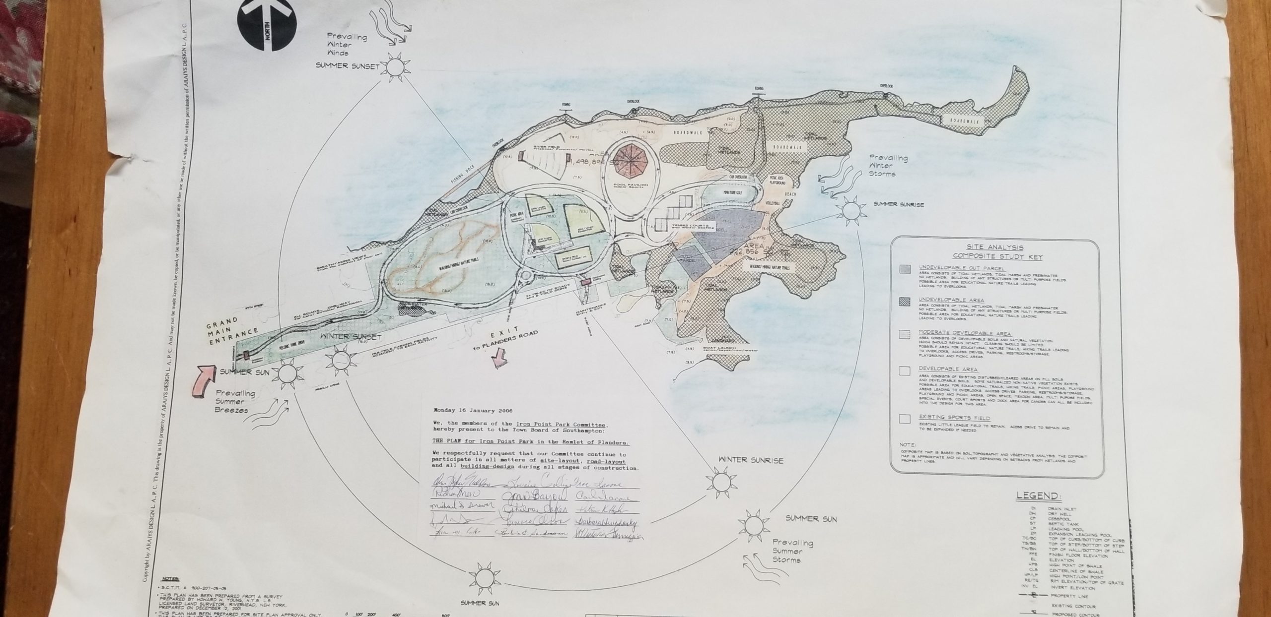 The original map of plans for Iron Point Park.