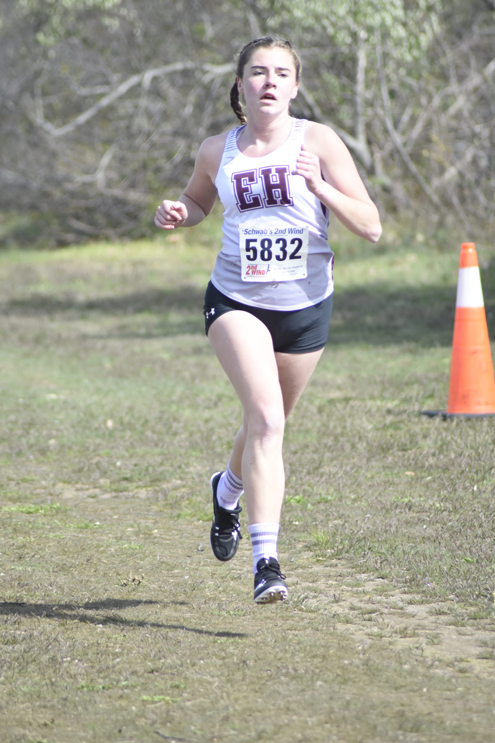 East Hampton's Ryleigh O'Donnell heads toward the finish line.