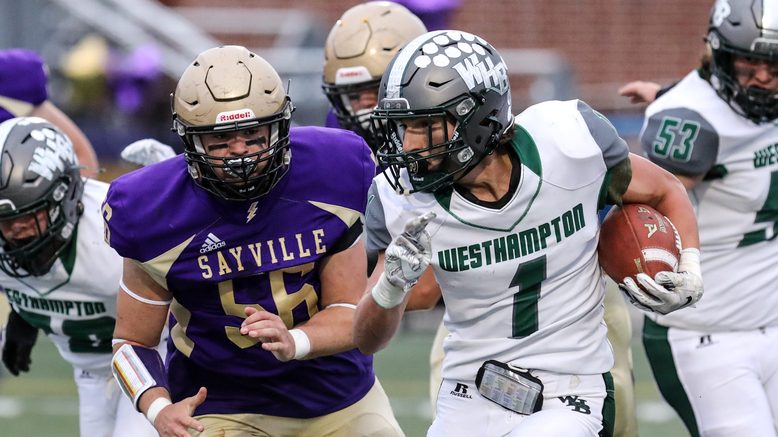 Westhampton Beach running back Deegan Laube finished with 37 yards on 13 carries and had an 81-yard touchdown reception.