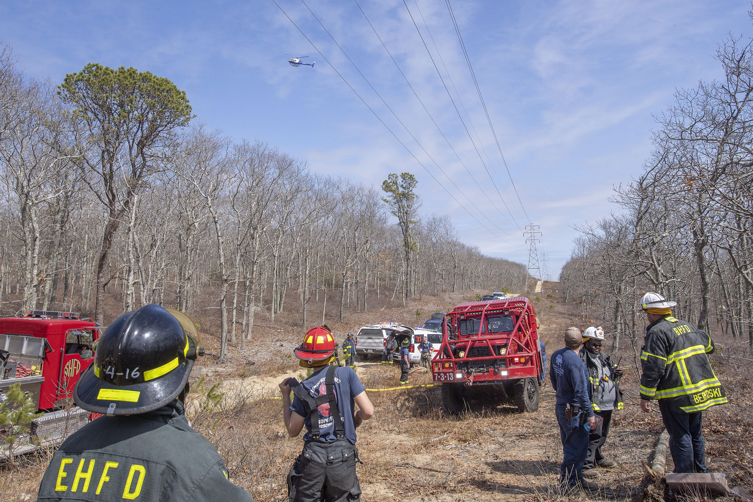 The county's helicopter checked for smoldering hot spots after the fire was out.