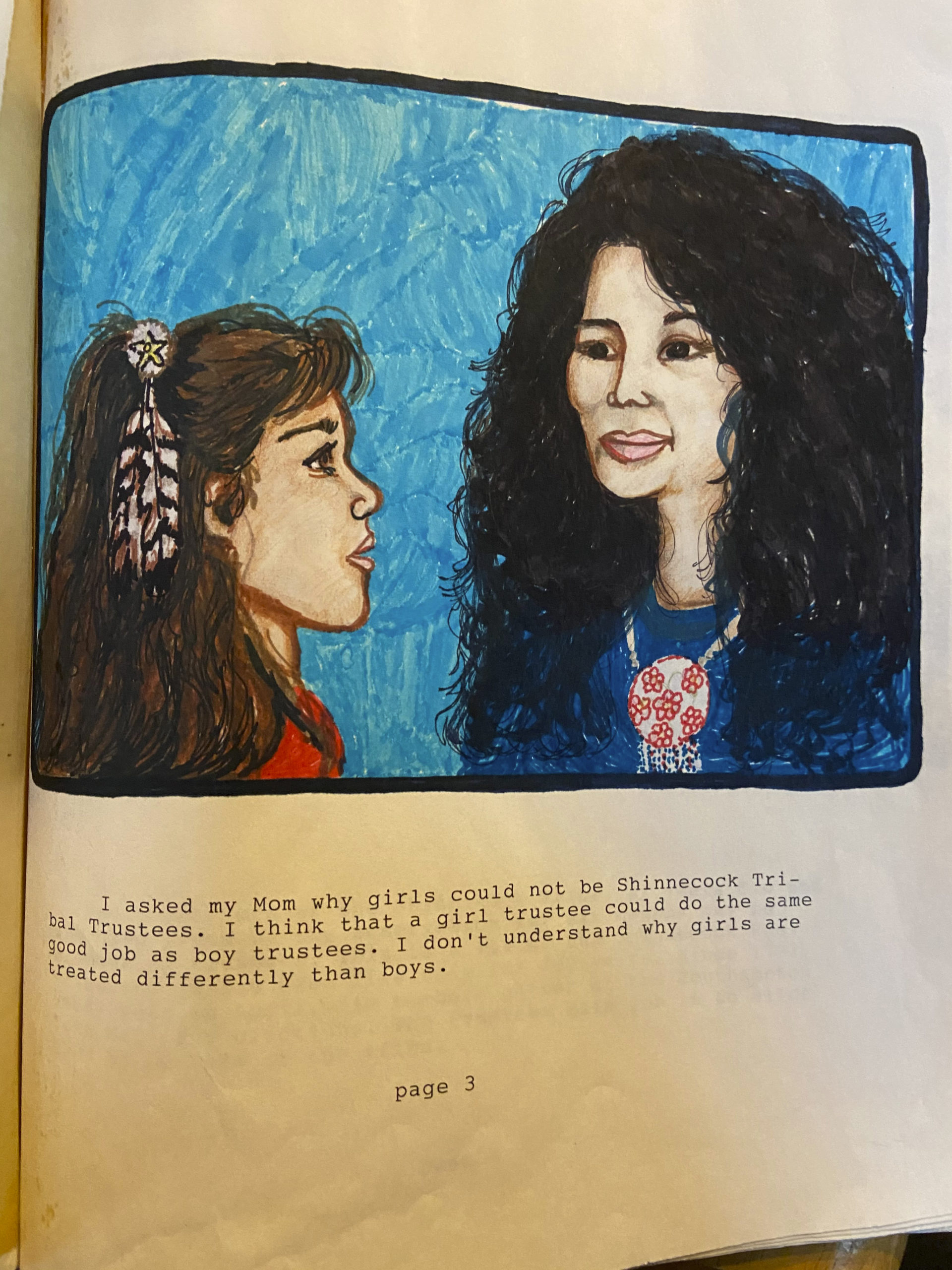 A page from “I Asked My Mom Why?”  written by then third-grade, Our Lady of the Hamptons student Kelly Dennis and illustrated by her mother, Denise.    COURTESY KELLY DENNIS
