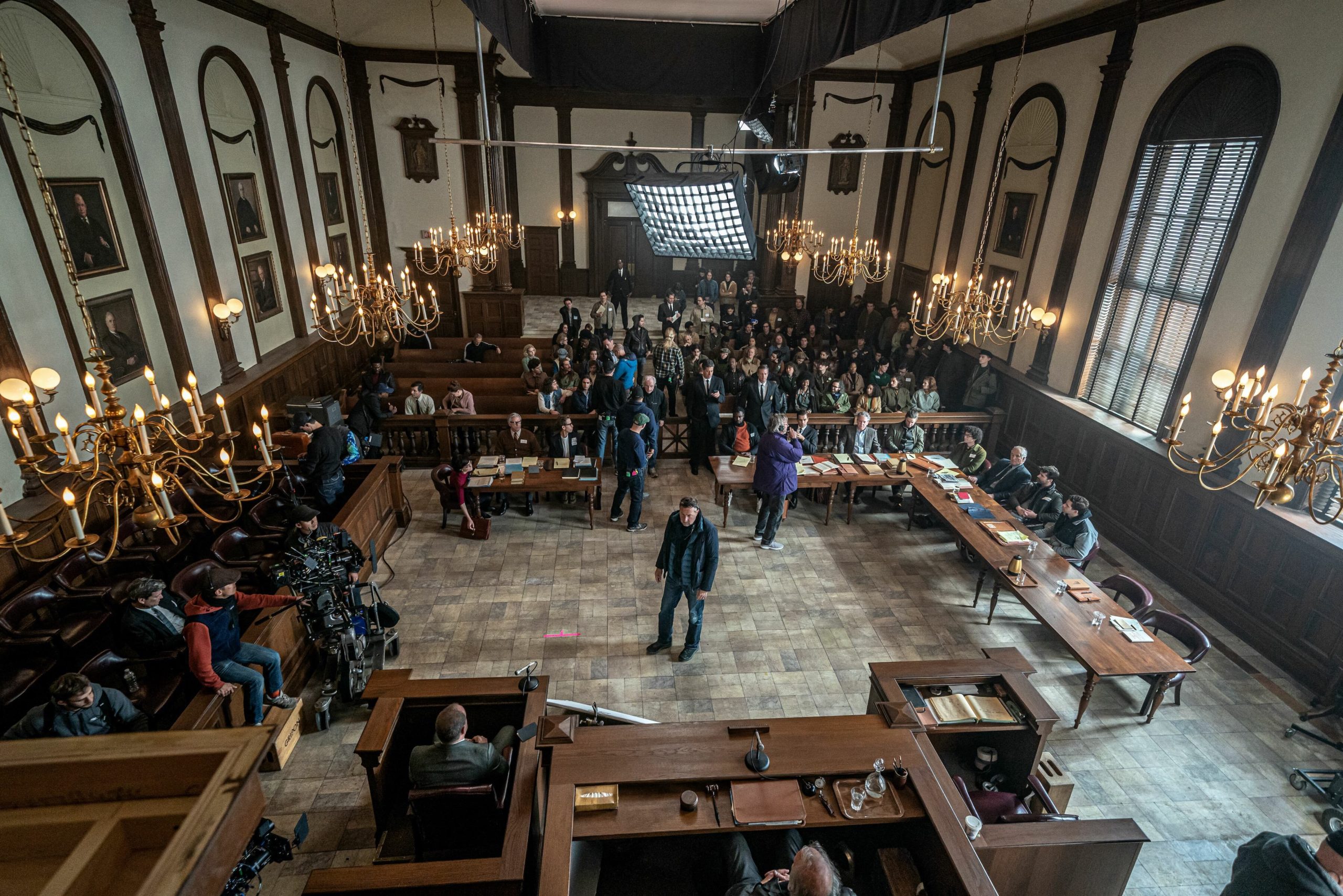 Courtroom in Aaron Sorkin's film 