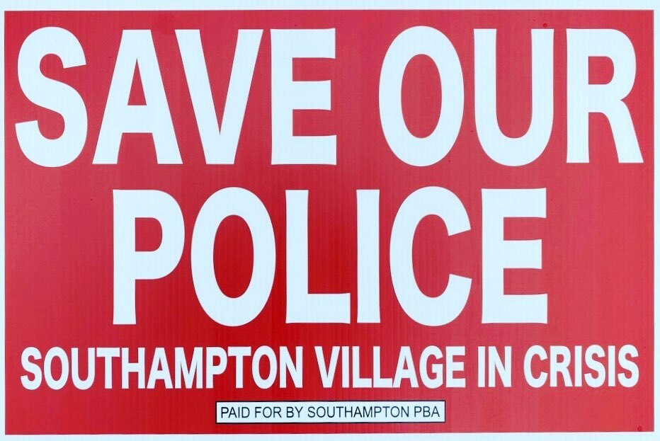 Signs calling for support of the Southampton Village Police are popping up on lawns and social media.