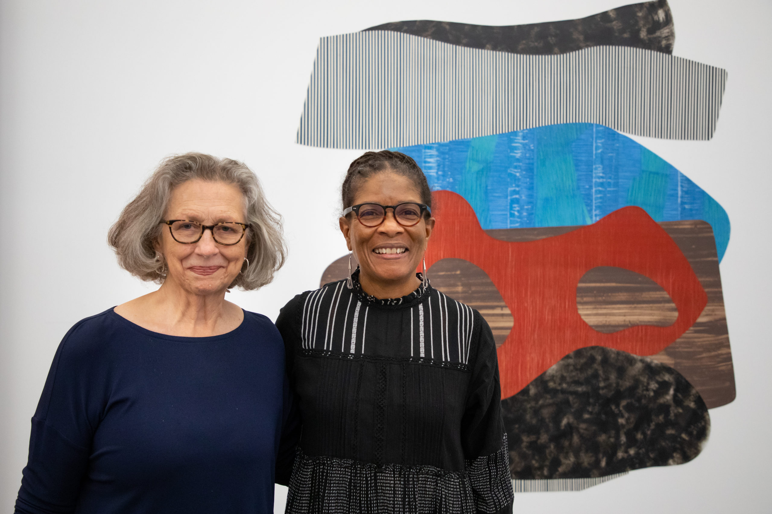 Curator Alicia G. Longwell with artist Nanette Carter at the opening of 