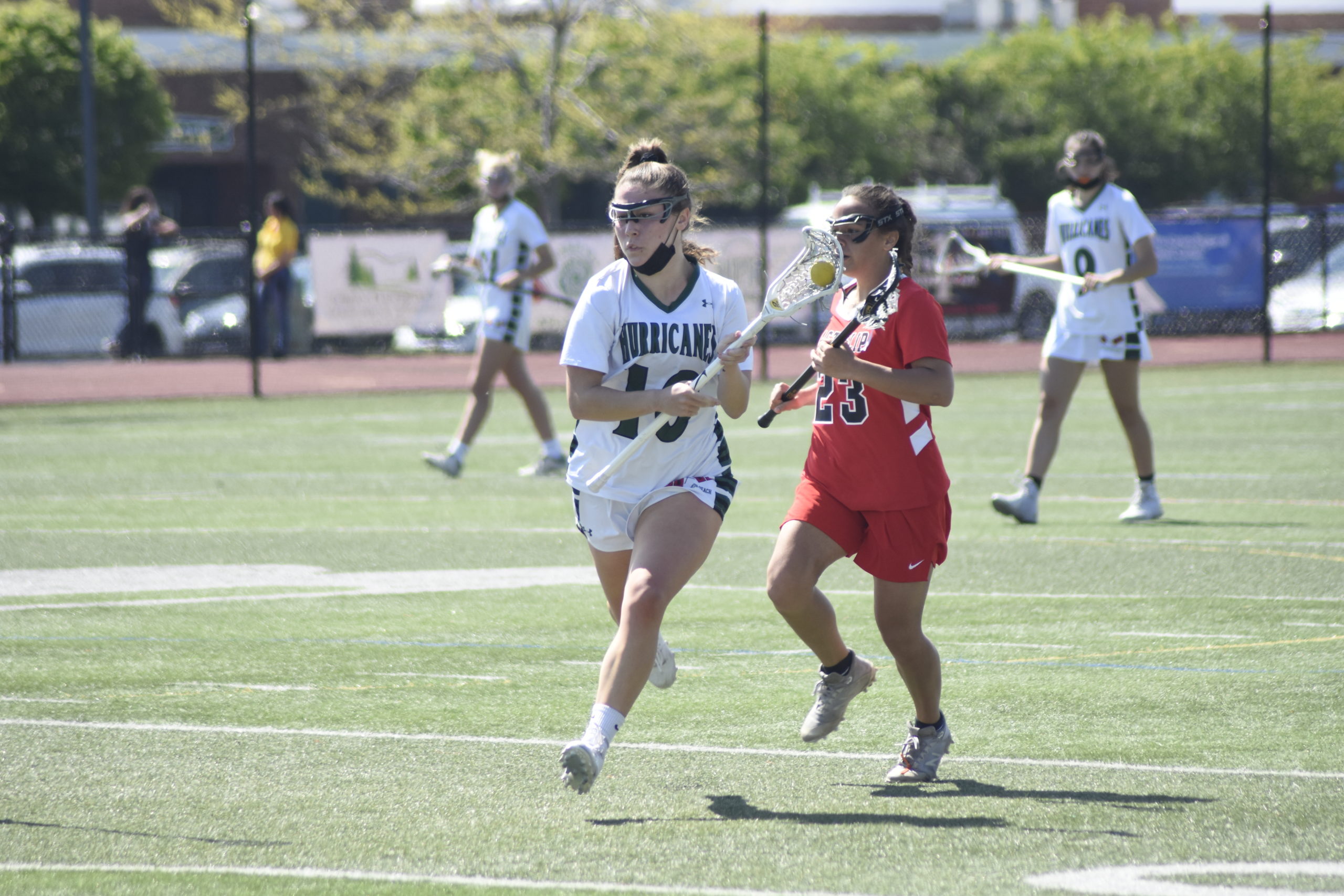 Westhampton Beach senior Maureen Duffy brings the ball downfield.