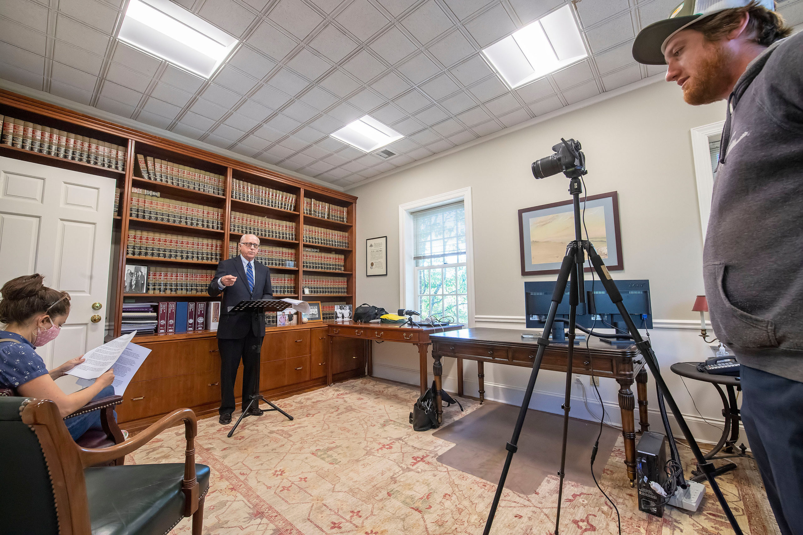 East Hampton Town Board Member Jeff Bragman holds a press conference in his East Hampton office on Tuesday afternoon.   MICHAEL HELLER