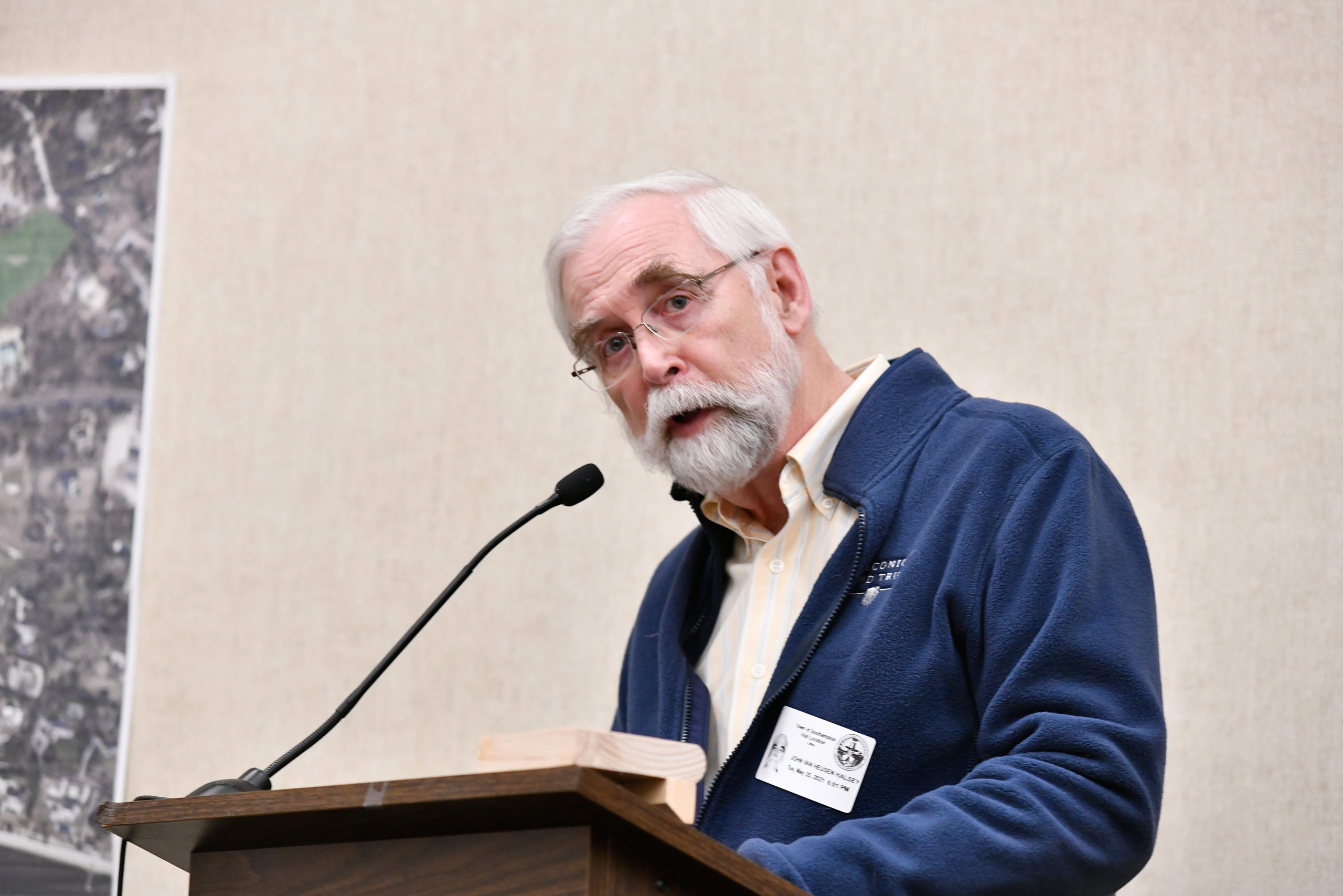 John v.H. Halsey of the Peconic Land Trust speaks at Tuesday's Southampton Town Board meeting.  DANA SHAW