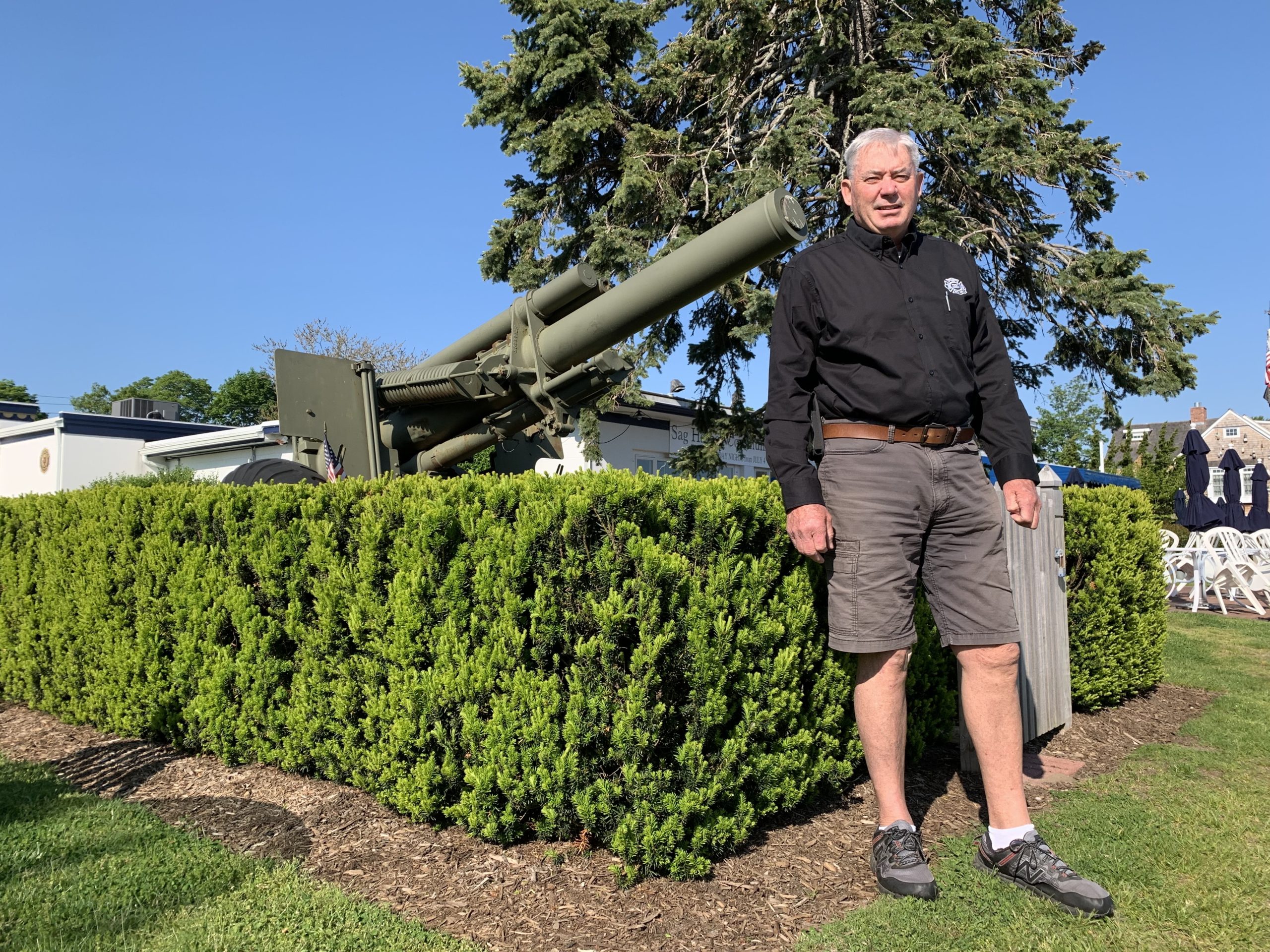 Ed Deyermond in front of the Sag Harbor American Legion Chelberg & Battle Post 388.