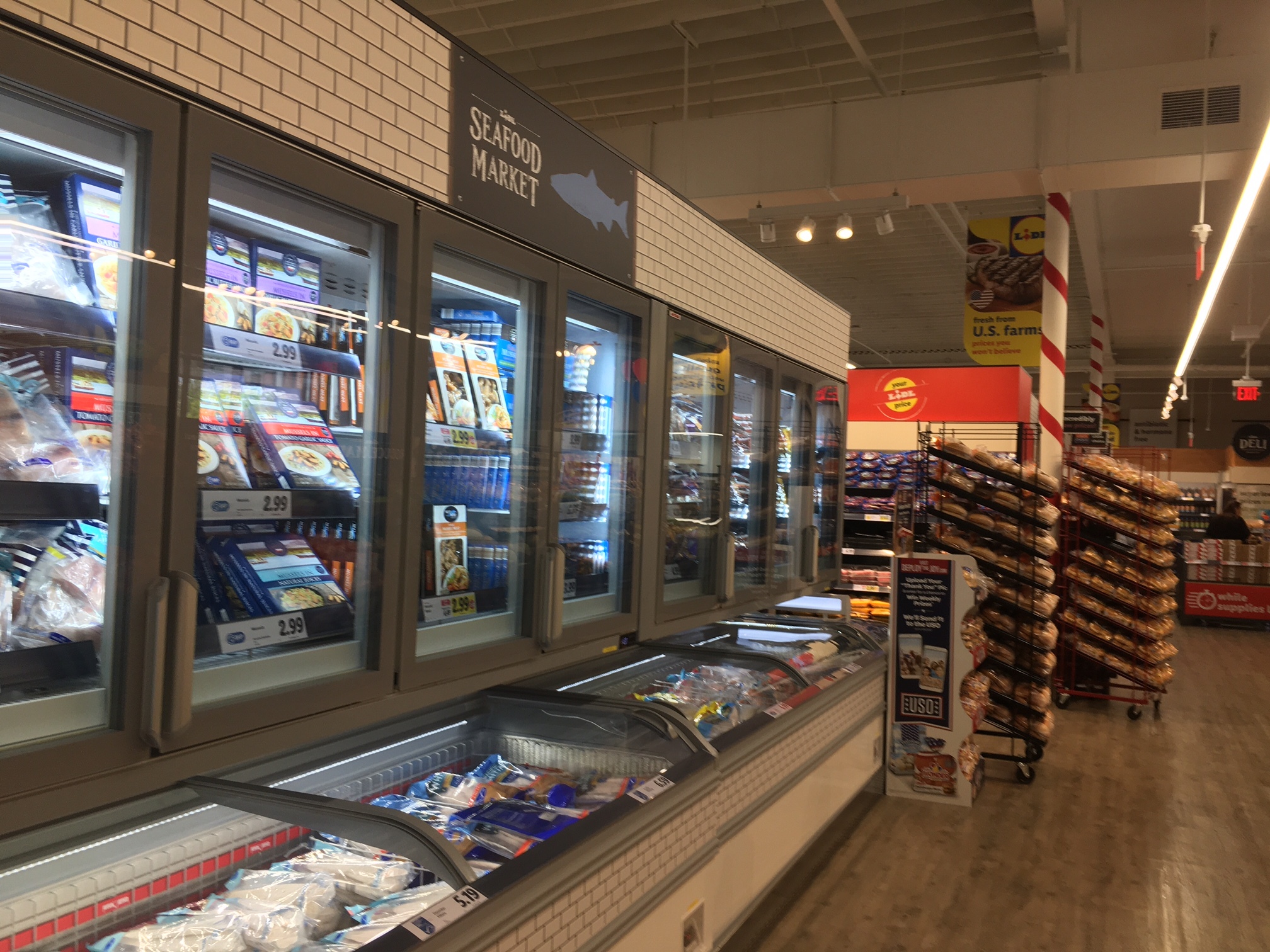 The store boasts a large seafood selection.