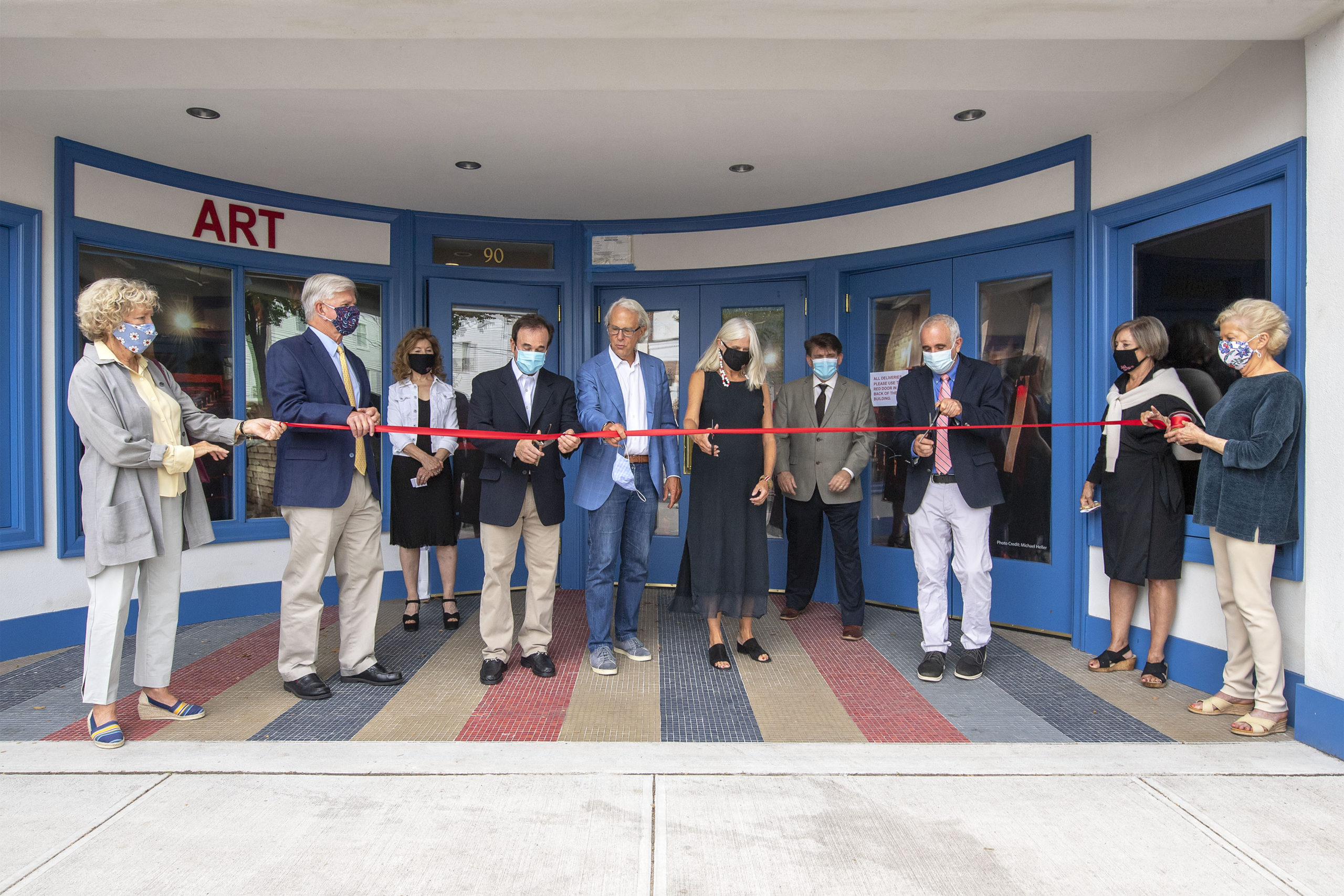 September 26, 2020: A ribbon-cutting ceremony with New York State Assemblyman Fed Thiele, Sag Harbor Mayor Kathleen Mulcahy, Southampton Town Supervisor Jay Schneiderman and other elected officials and members of the Sag Harbor Cinema Board.