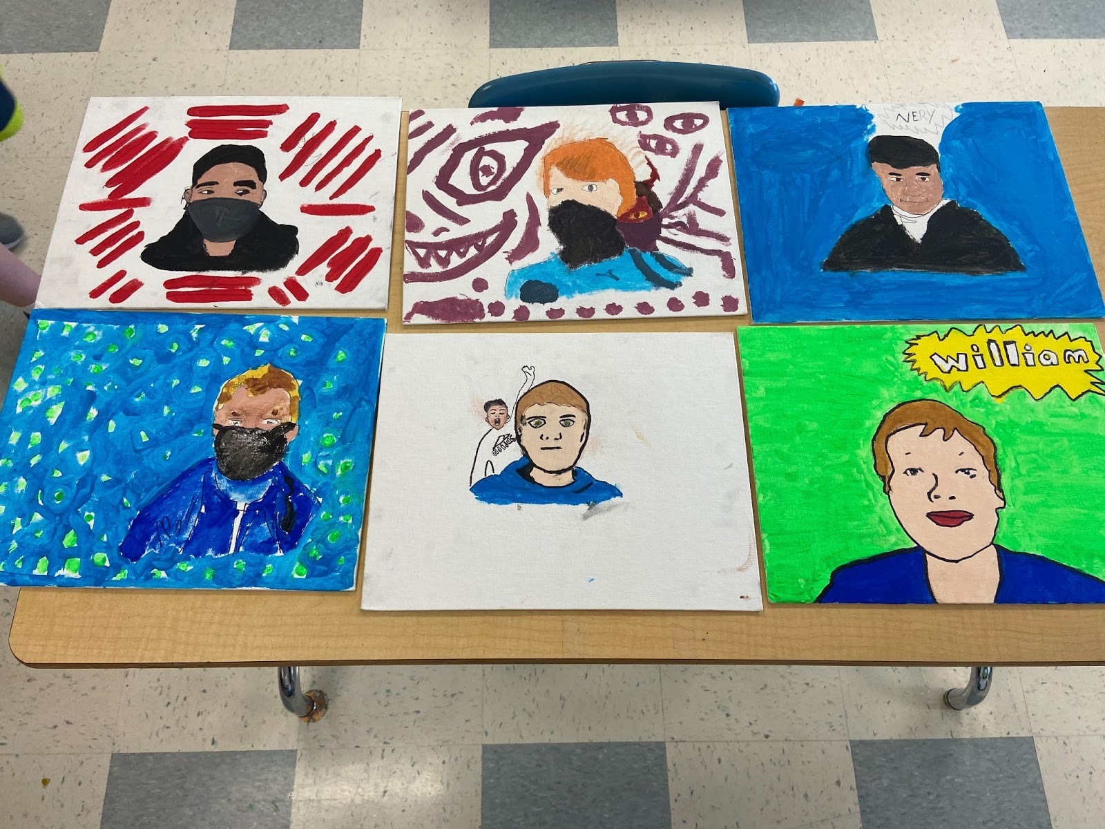 Westhampton Beach Elementary School students broadened their art skills through a self-portrait project inspired by artist Roy Lichtenstein. For the project, the students took photos of themselves and transferred the images to canvas, which they carefully painted during several months.