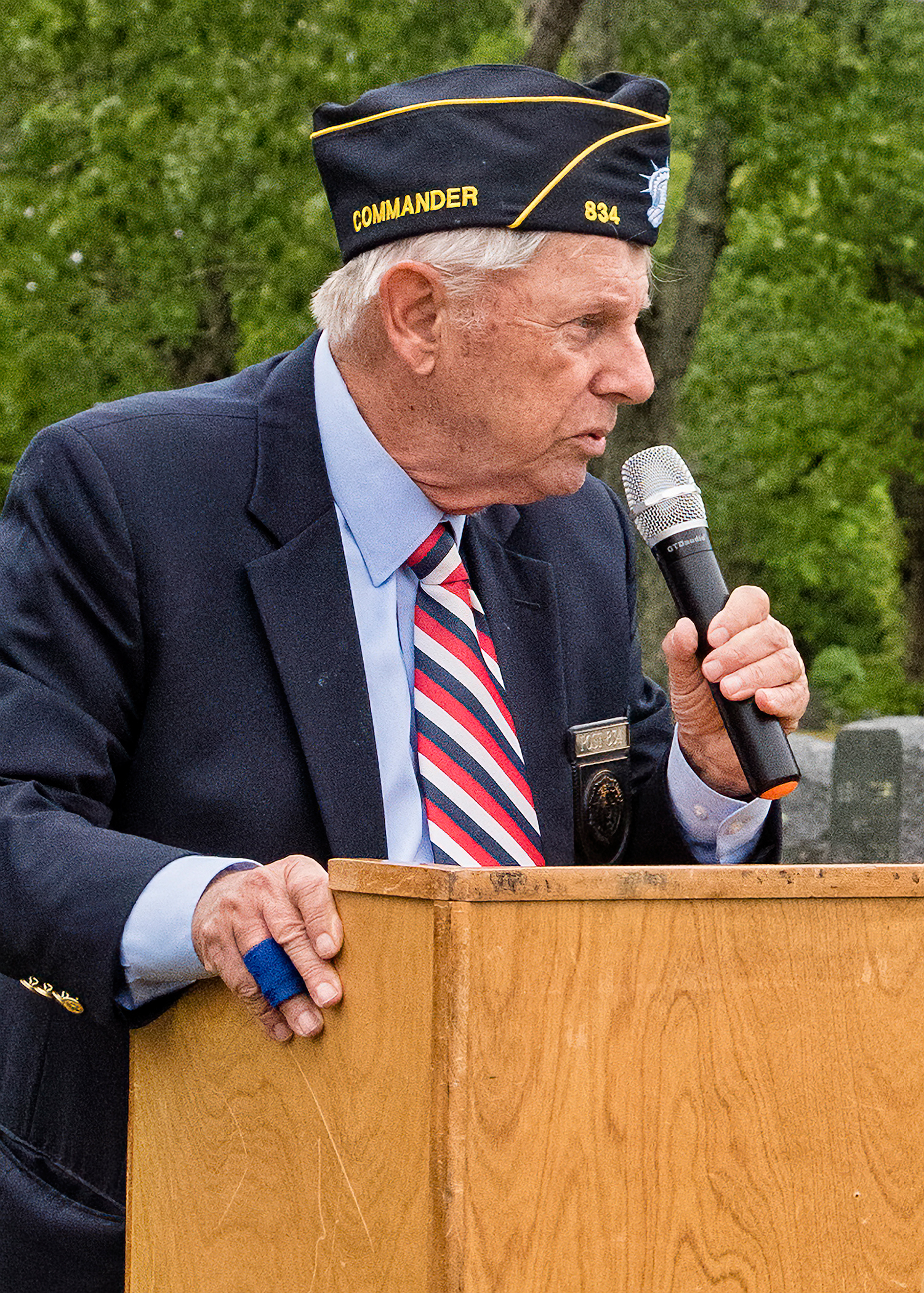 Tom Hadlock, commander of American Legion Post 834, addressed those attending the Westhampton Cemetery ceremony. COURTESY WESTHAMPTON BEACH FIRE DEPARTMENT