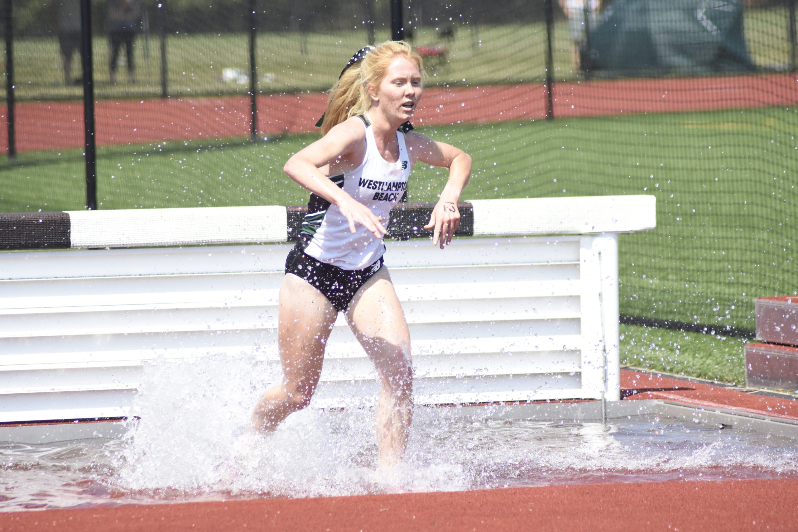 Westhampton Beach junior Keira Falvey placed fifth in the Division III 2,000-meter steeplechase on June 6.