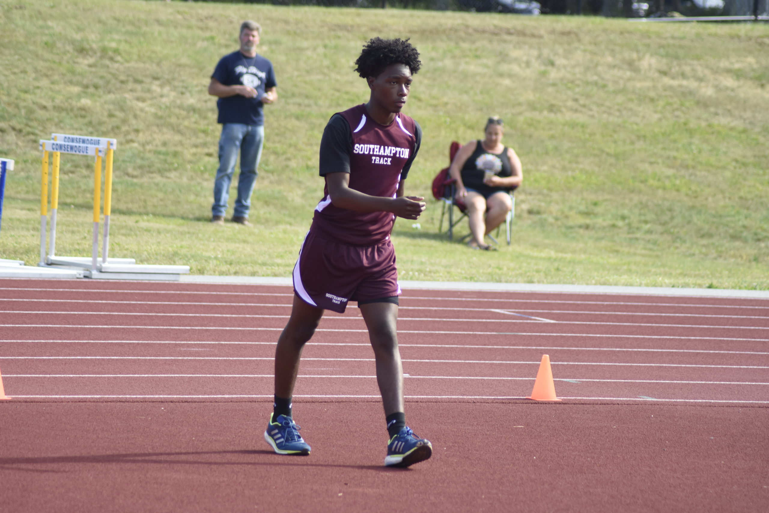 Southampton sophomore Derek Reed gets set to start his run for the high jump.