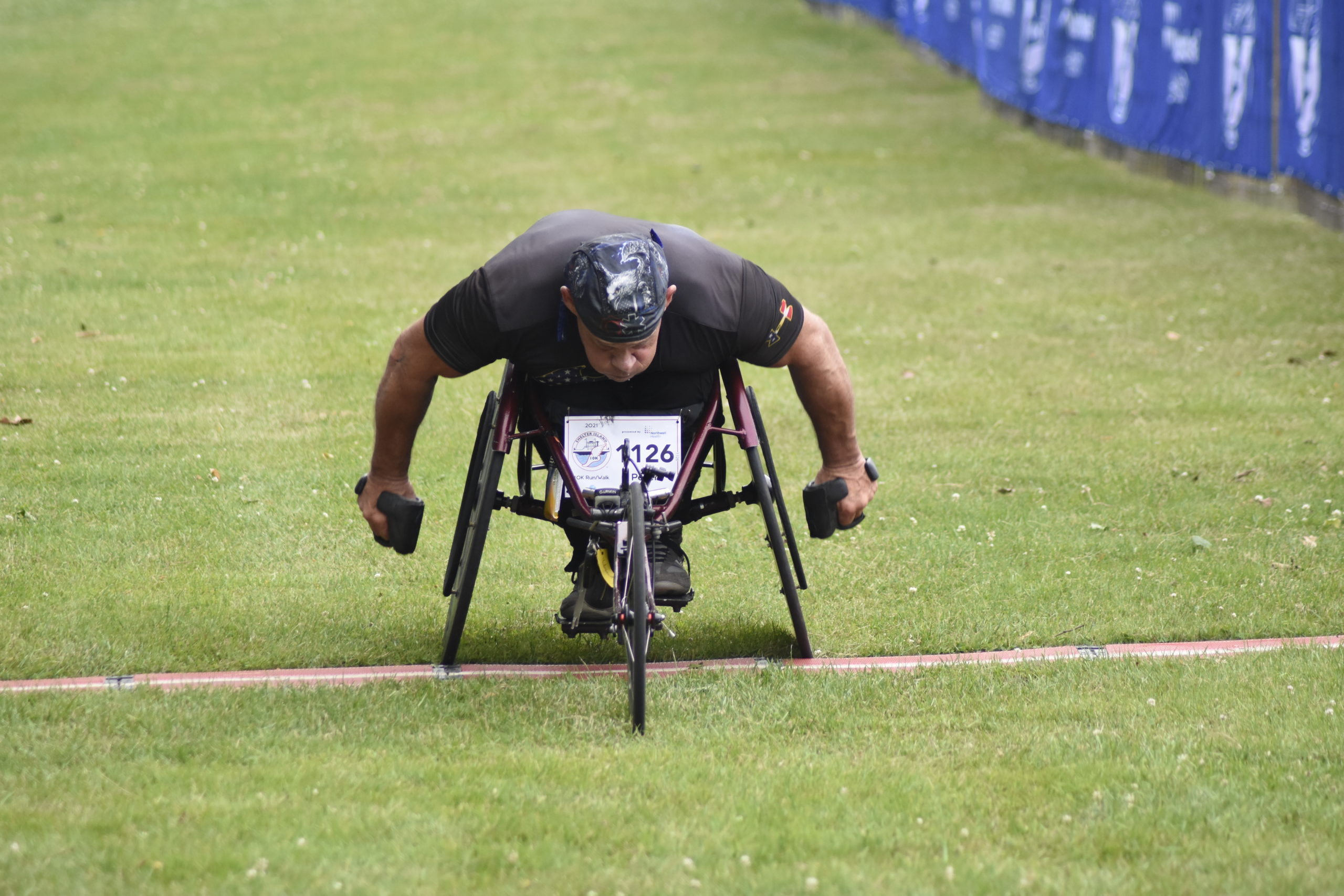 Peter Hawkins, 57, of Malverne was once again the champion of the wheelchair division.