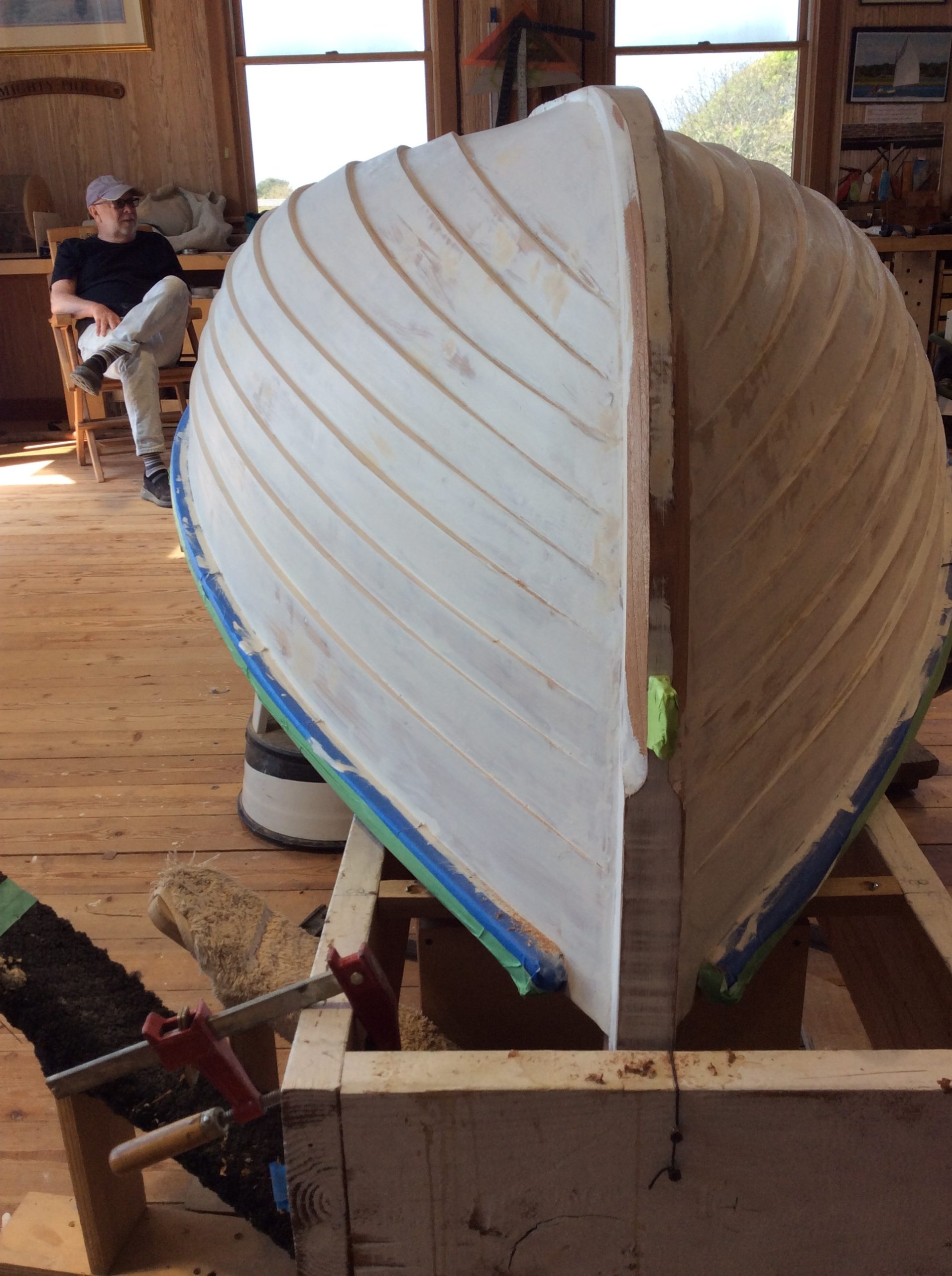 A Catspaw dinghy at the East End Classic Boat Society's headquarters in Amagansett. BRYAN BOYHAN