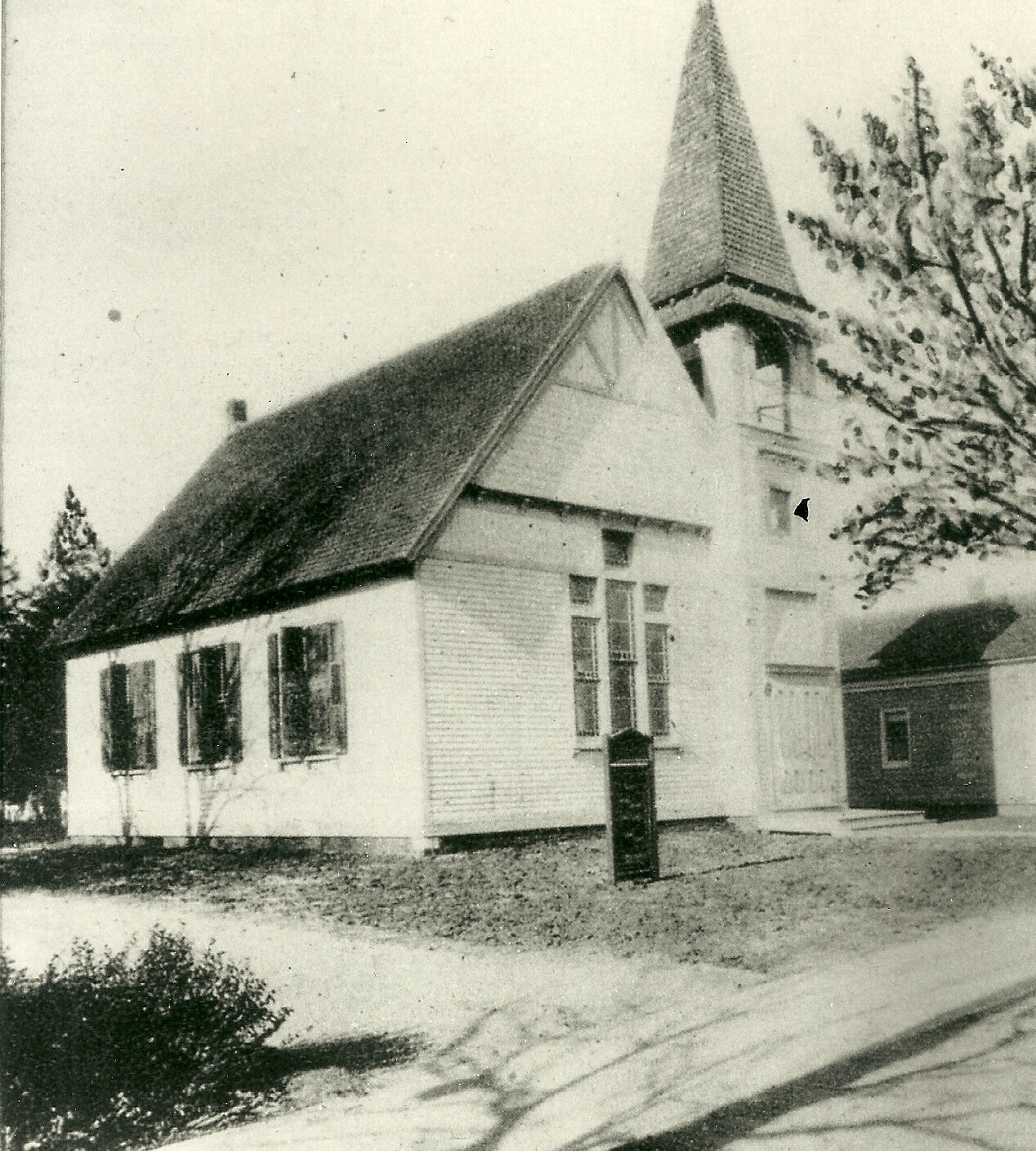 Originally the Methodist Episcopal Church, the circa-1882 building still stands today.