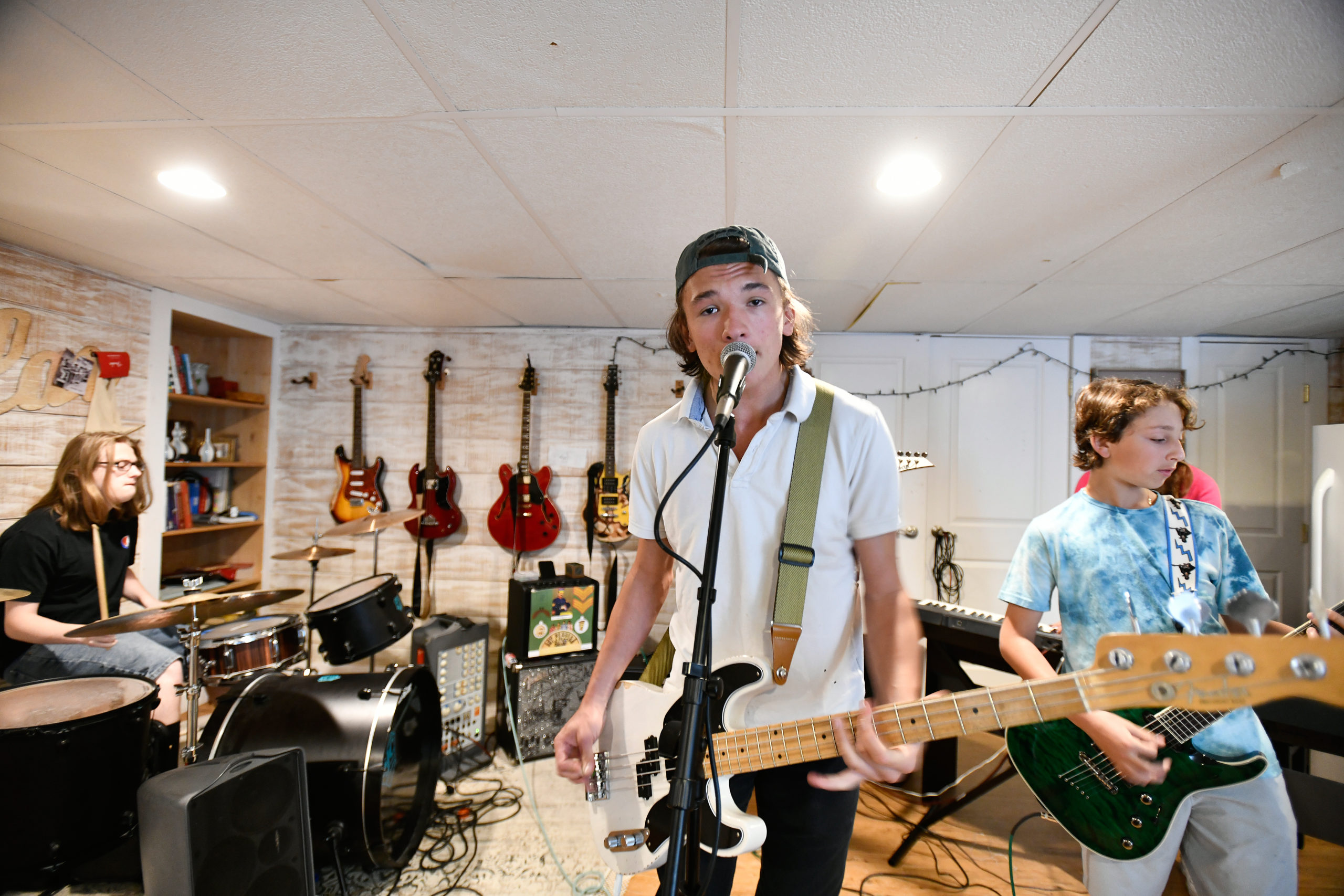 Vocalist Hunter Montgomery  of En Fuego during practice in East Quogue on Saturday.  DANA SHAW