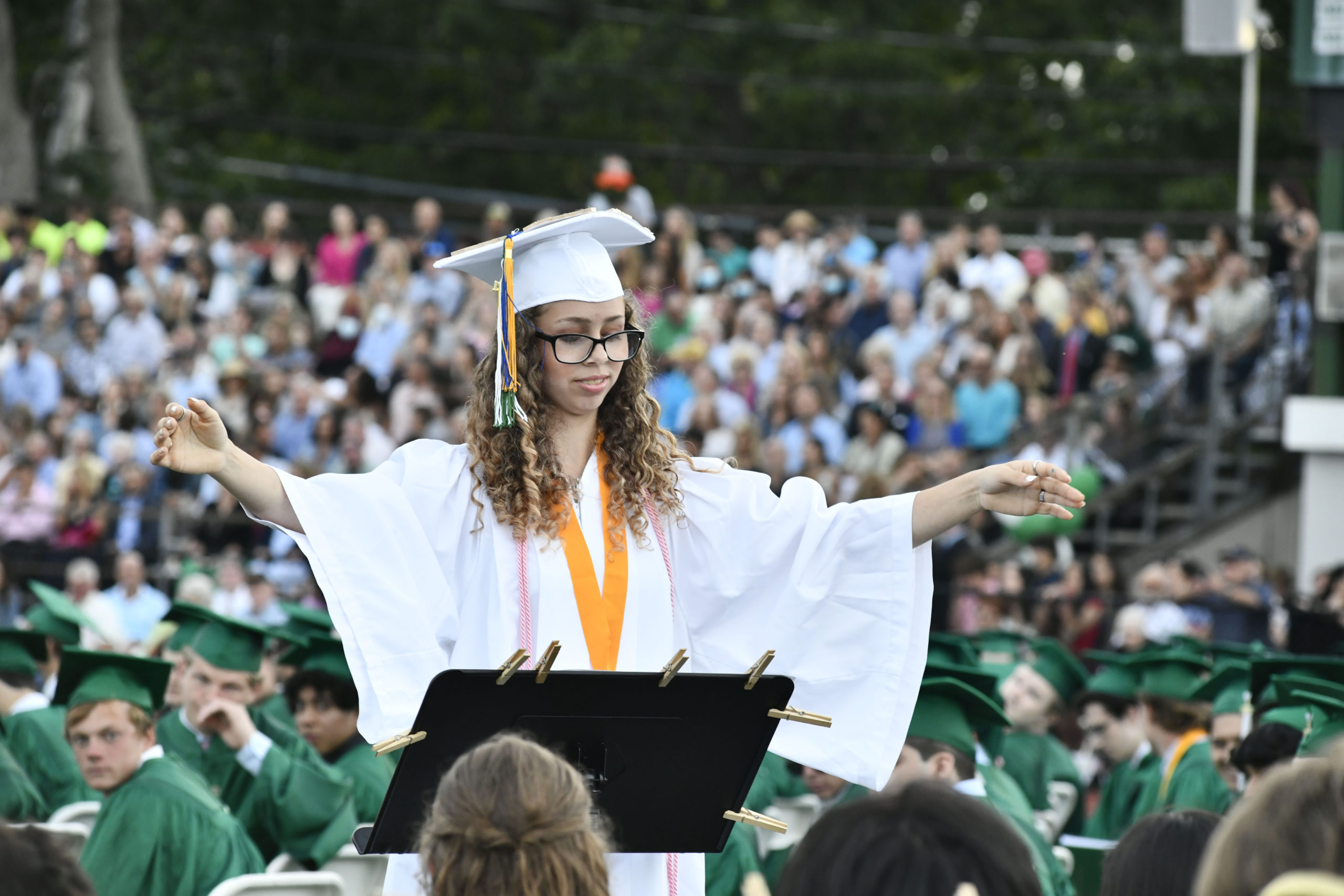 Graduate Hannah Parsons directs the Westhampton Beach Concert Band.  DANA SHAW