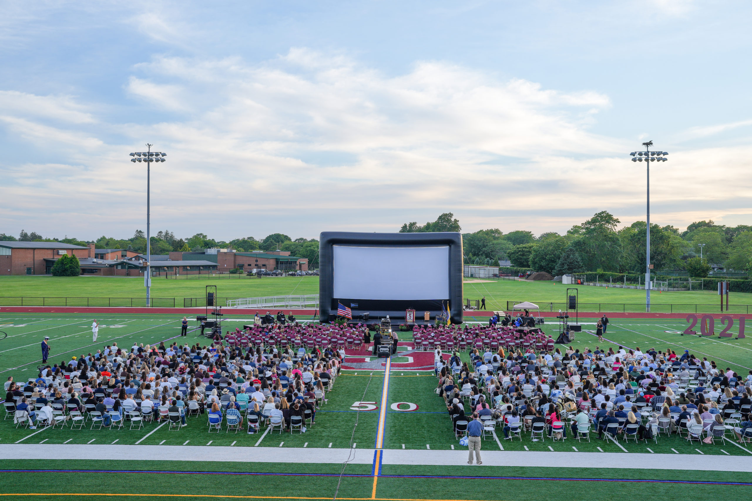 The Southampton High School Class of 2021 celebrated commencement outdoors on Friday evening.    RON ESPOSITO