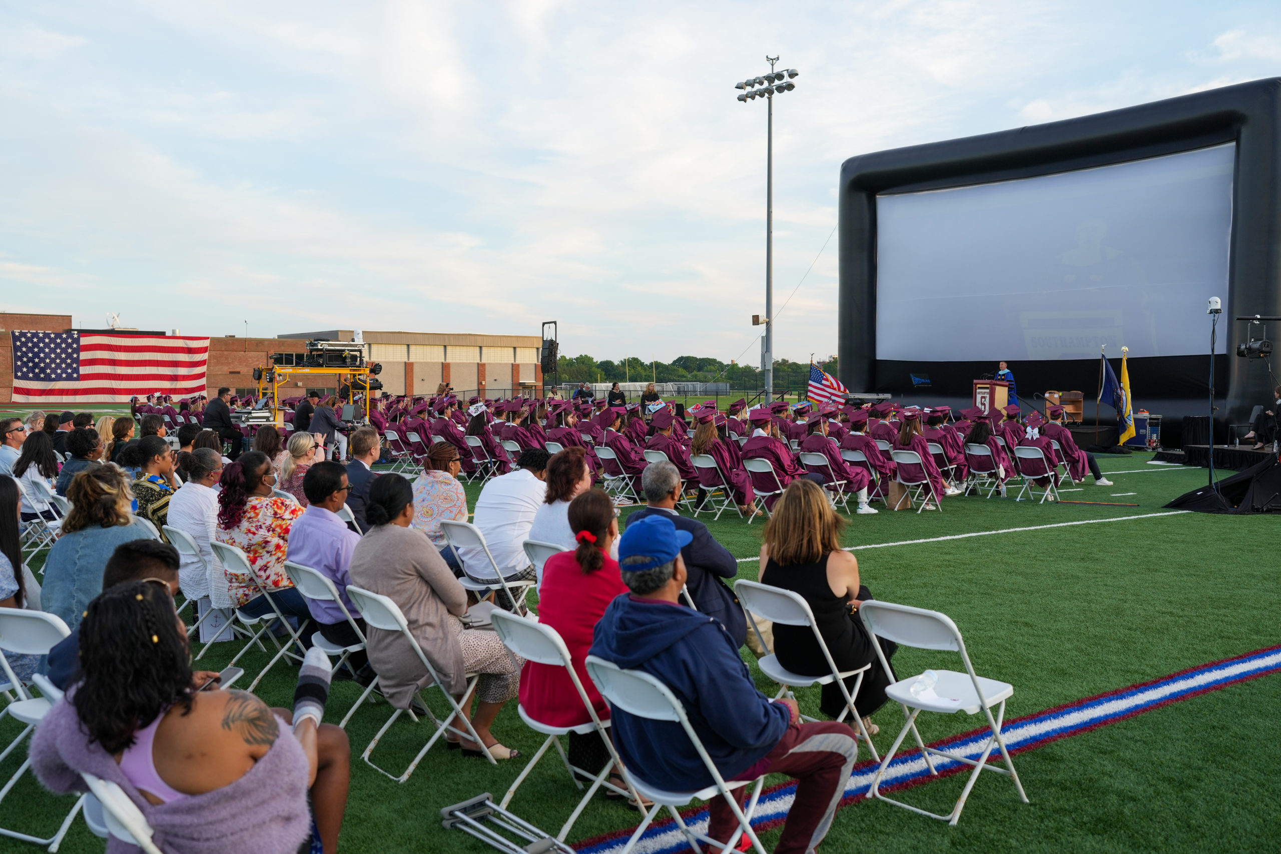 The Southampton High School Class of 2021 celebrated commencement outdoors on Friday evening.    RON ESPOSITO