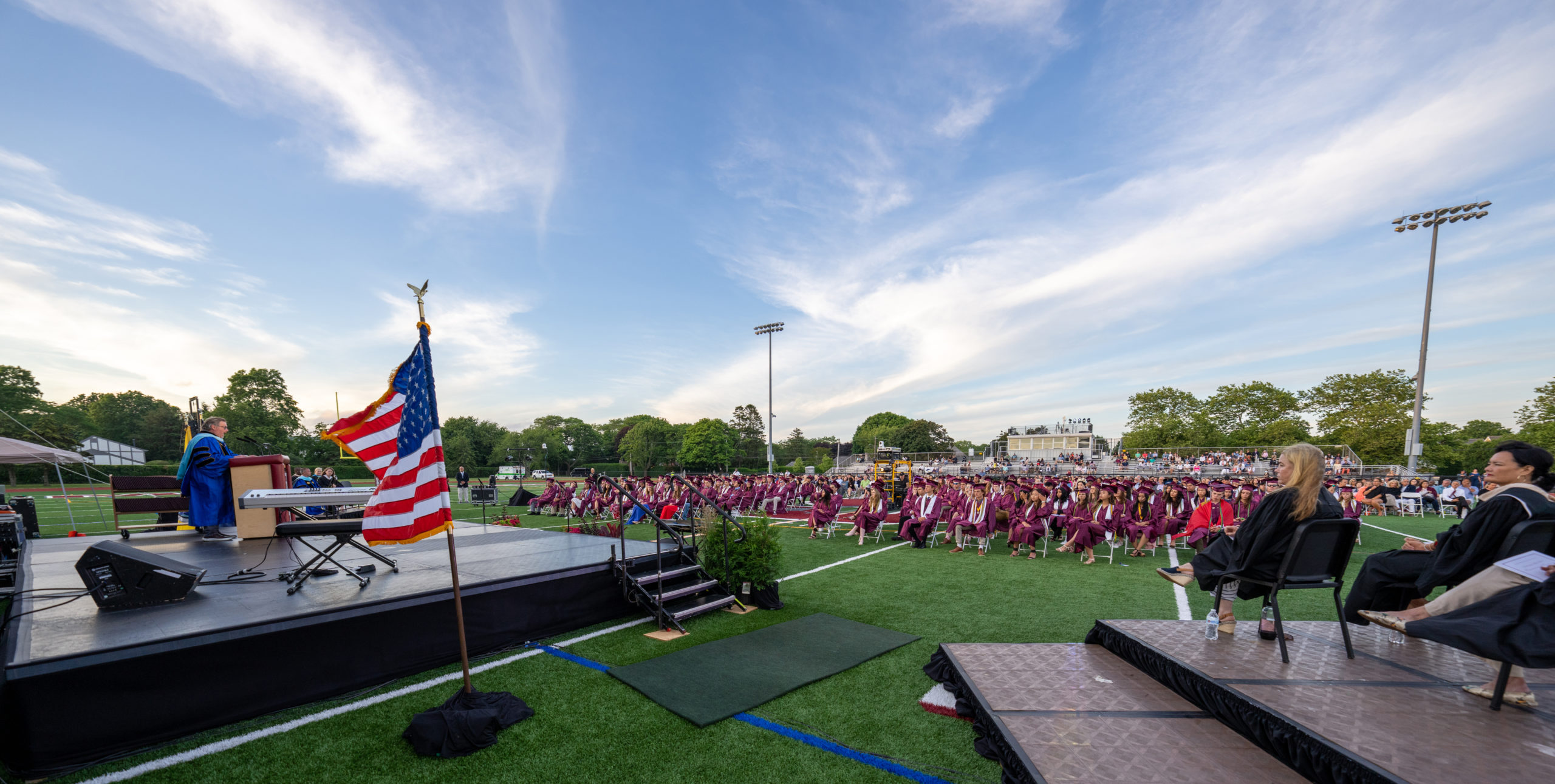 The Southampton High School Class of 2021 celebrated commencement outdoors on Friday evening.    RON ESPOSITO