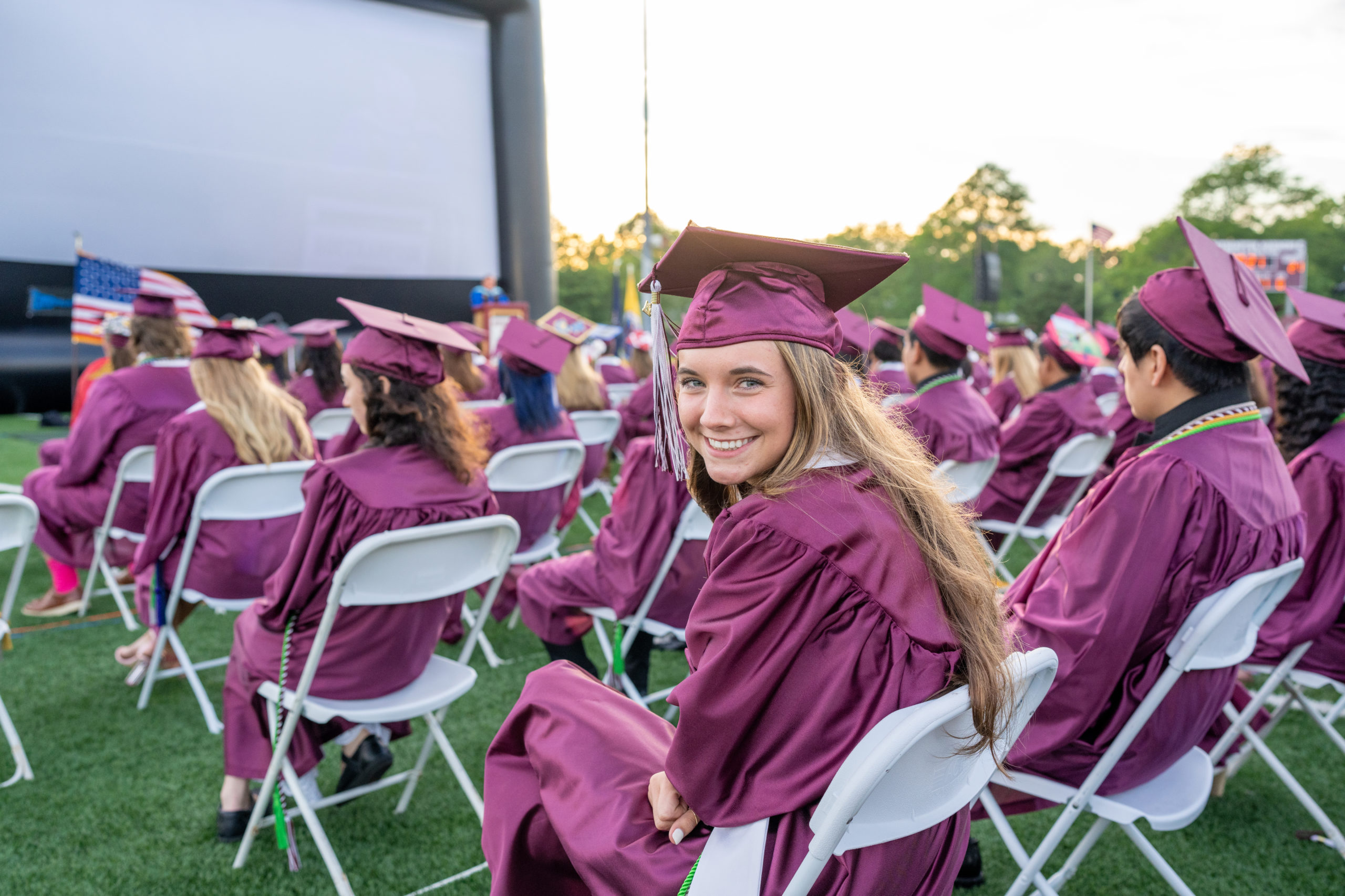 The Southampton High School Class of 2021 celebrated commencement outdoors on Friday evening.    RON ESPOSITO