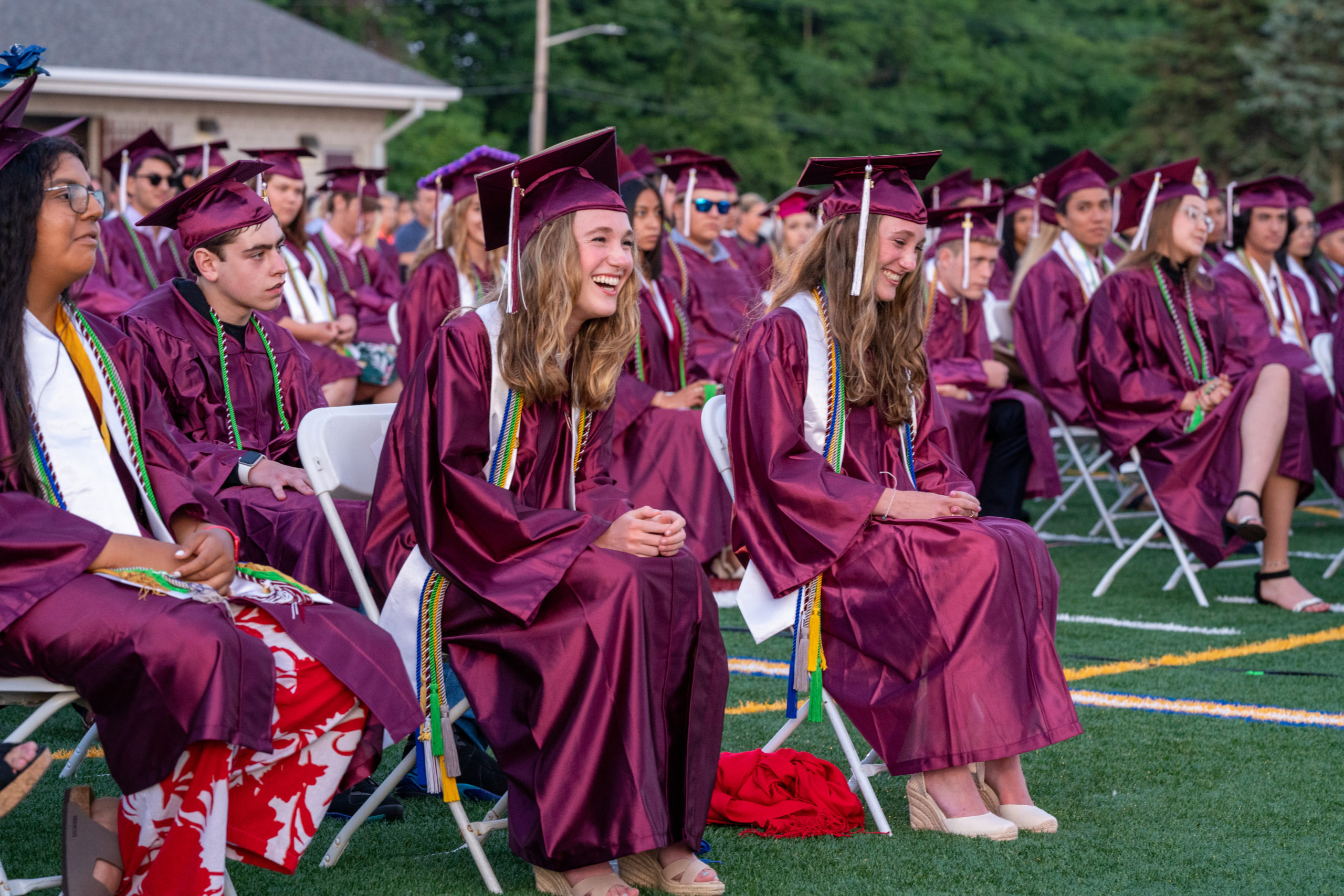 Elizabeth and Jackie Gluck at the Southampton High School Class of 2021  commencement.     RON ESPOSITO