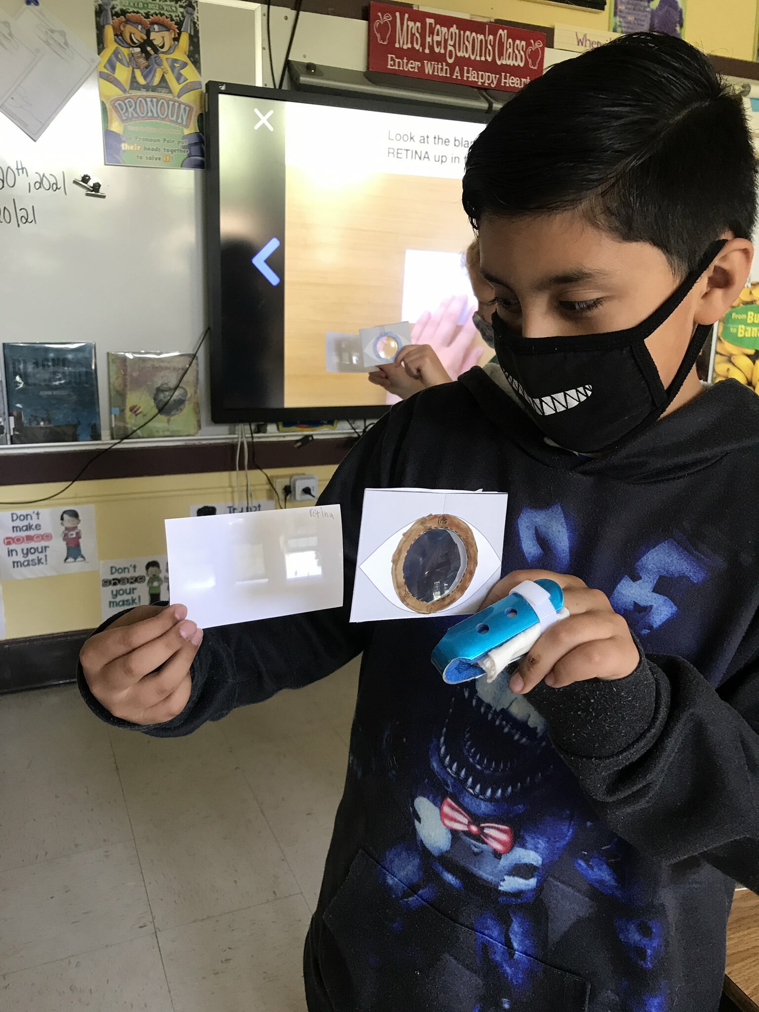 Hampton Bays Elementary School fourth graders explored how eyes work through a science, technology, engineering and math lesson. As part of the STEM unit, the students created model lenses and retinas. They were amazed that they were able to see images refracted from their models.