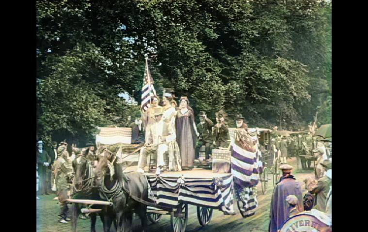 Hamptons Liberty Float in Pathé News newsreel of East Hampton’s 1915 Fourth of July parade.