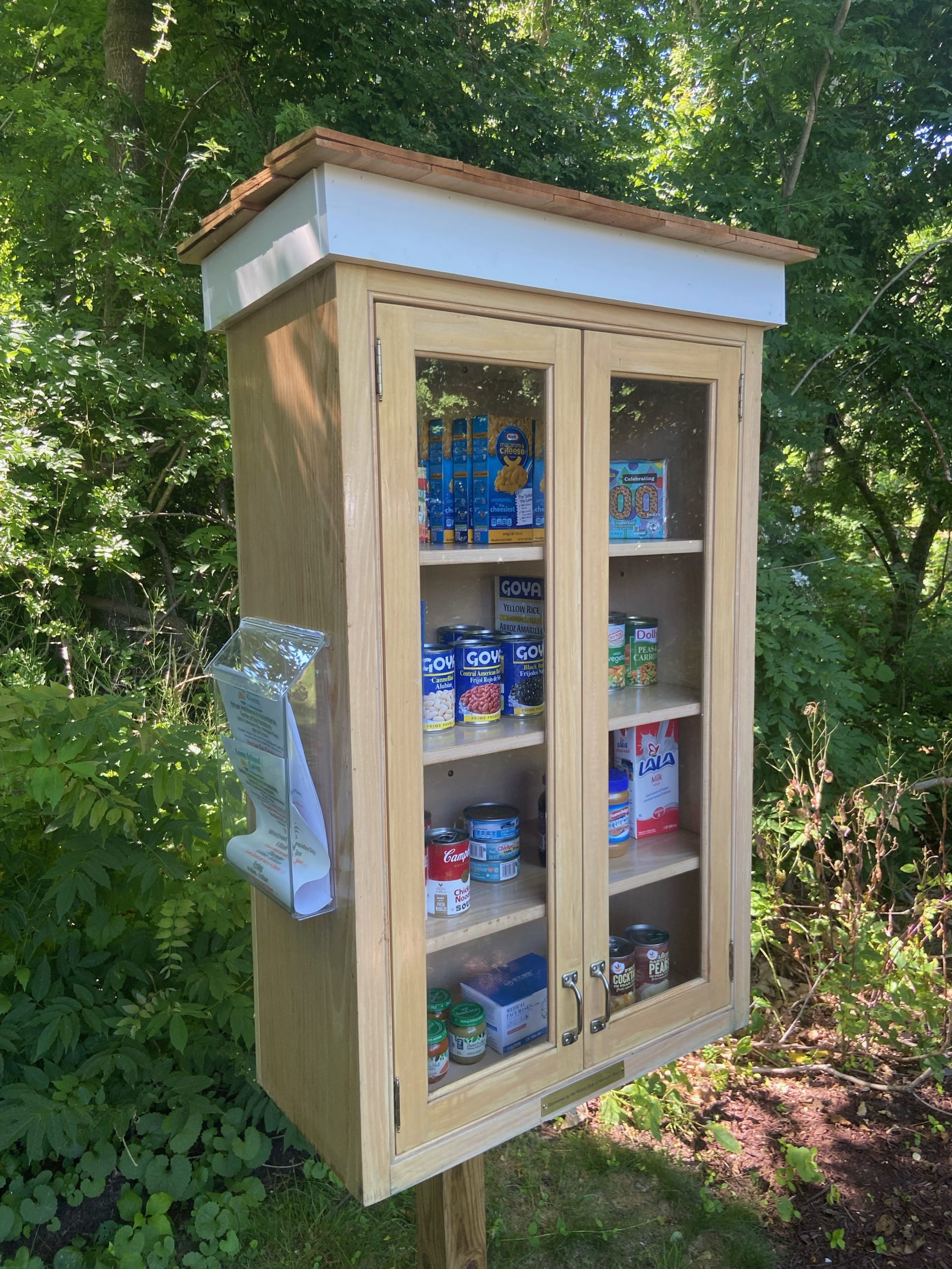 The food box outside Good Ground Park  offers food to meet immediate needs