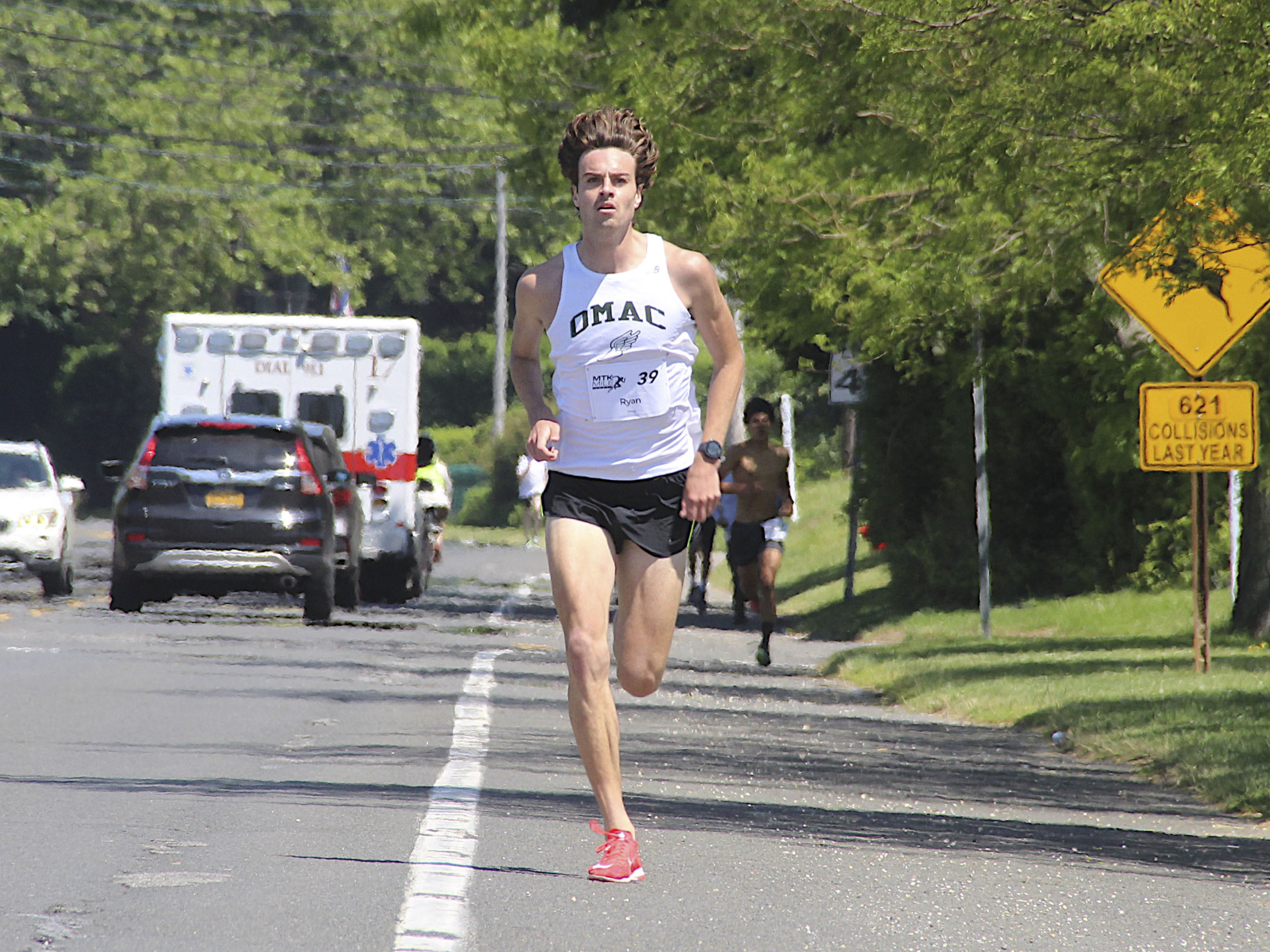 Montauk Mile Men’s winner Ryan Fowkes.  KYRIL BROMLEY