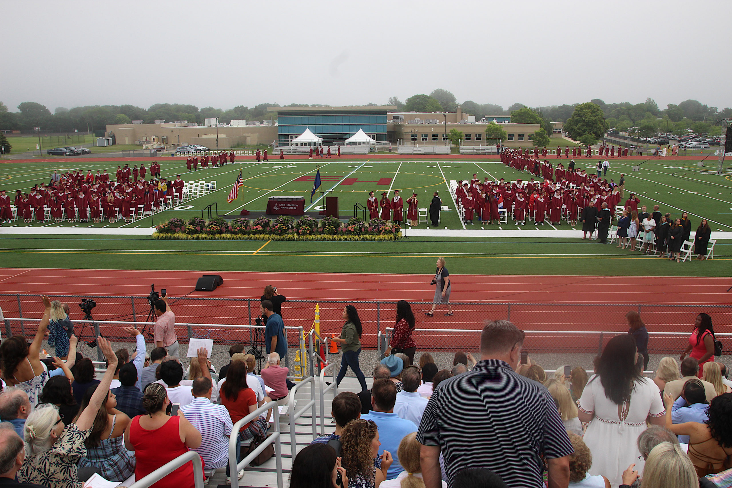 The East Hampton High School Class of 2021 received their diplomas on Saturday morning on the high school grounds.  KYRIL BROMLEY