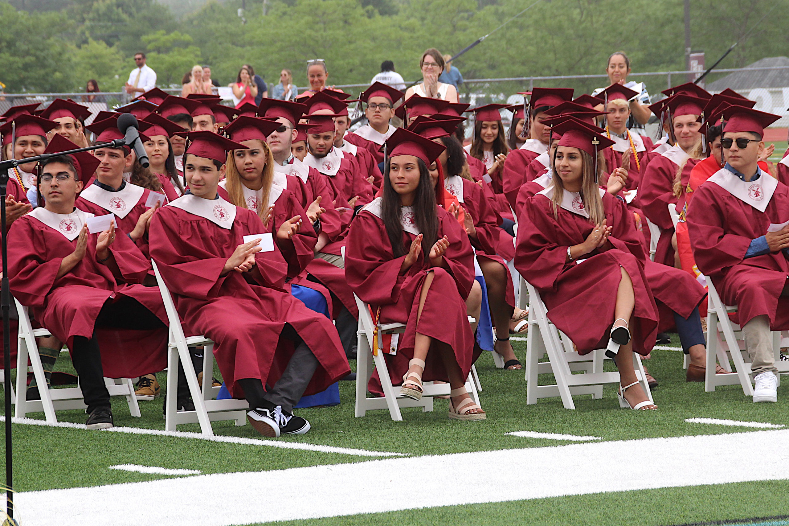 The East Hampton High School Class of 2021 received their diplomas on Saturday morning on the high school grounds.  KYRIL BROMLEY