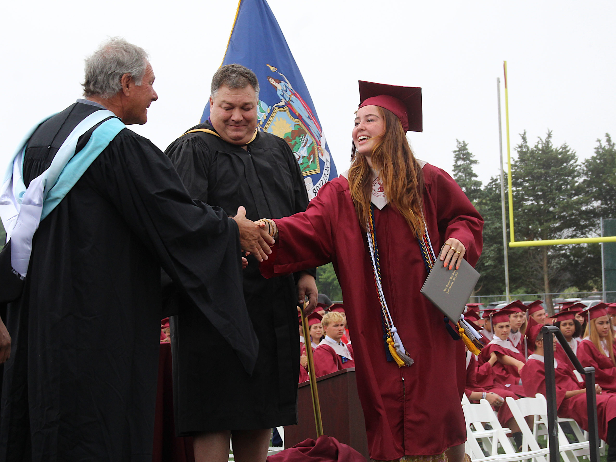 Hannah Hartsough at the   East Hampton High School Class of 2021 graduation on Saturday morning.  KYRIL BROMLEY