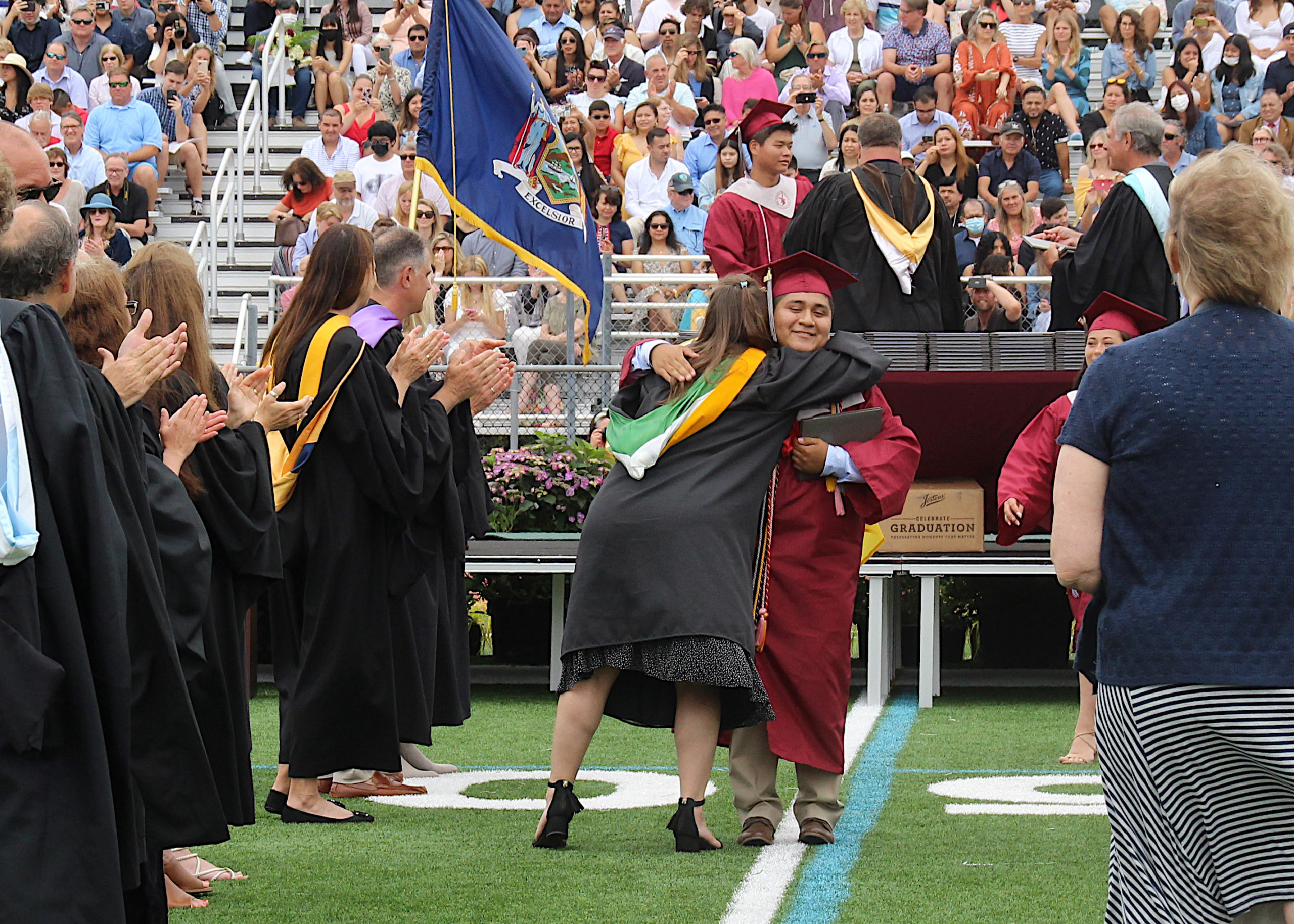 The East Hampton High School Class of 2021 received their diplomas on Saturday morning on the high school grounds.  KYRIL BROMLEY