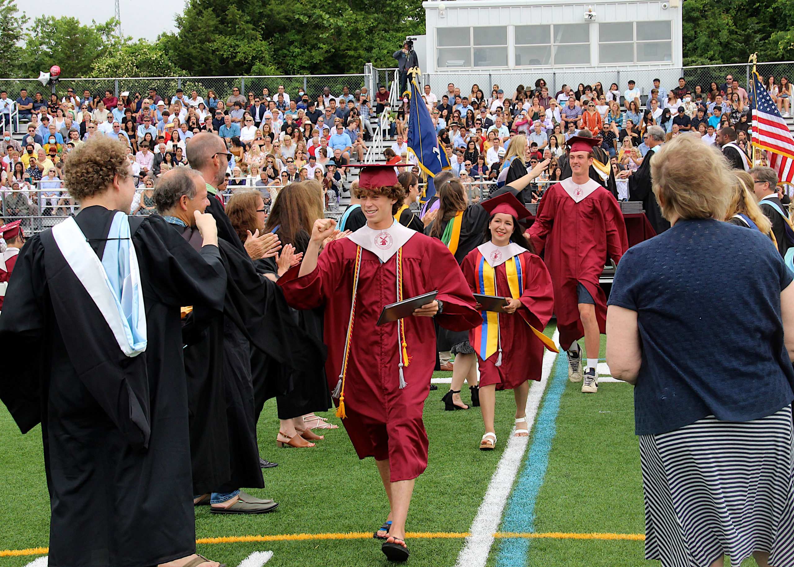 The East Hampton High School Class of 2021 received their diplomas on Saturday morning on the high school grounds.  KYRIL BROMLEY