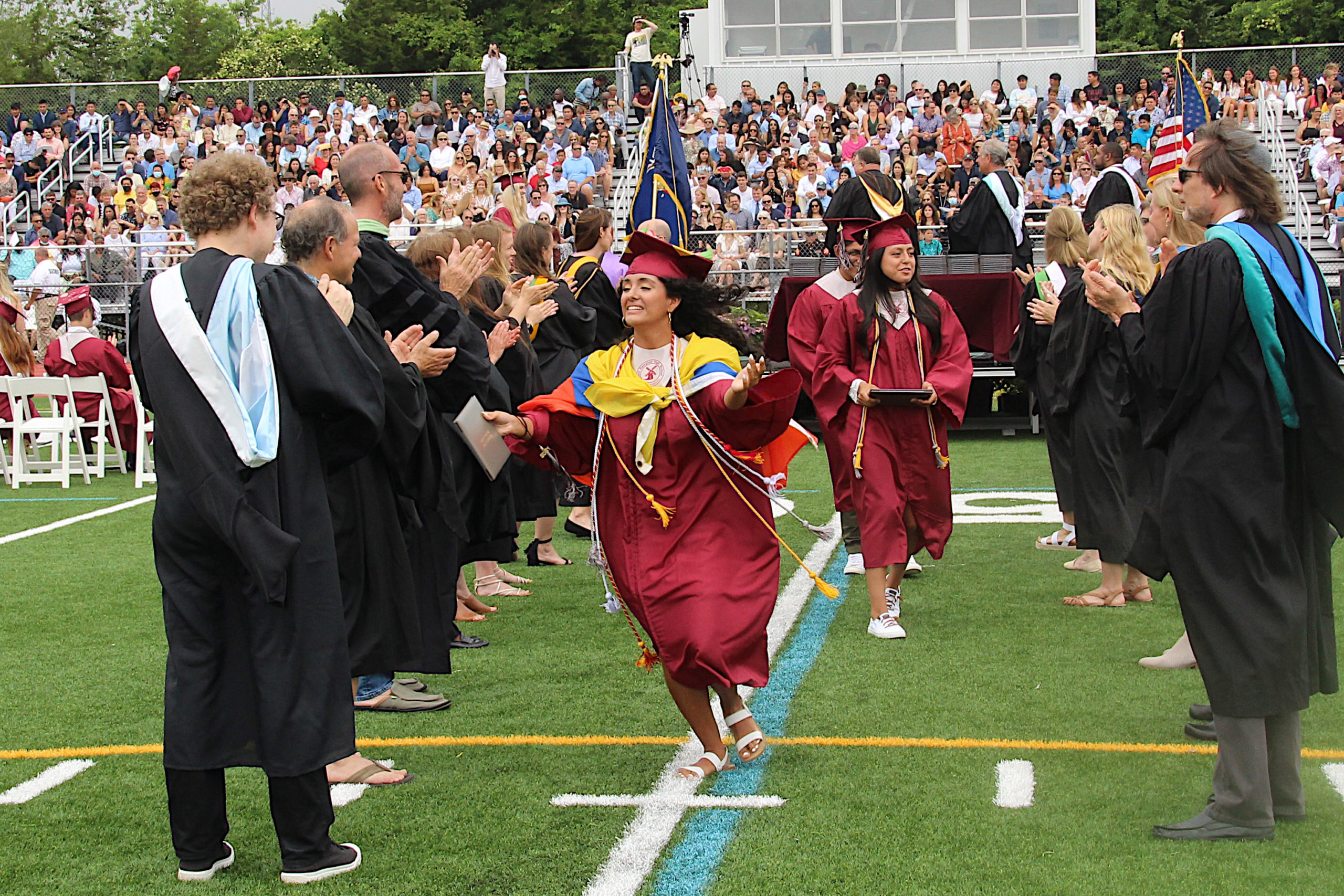 The East Hampton High School Class of 2021 received their diplomas on Saturday morning on the high school grounds.  KYRIL BROMLEY