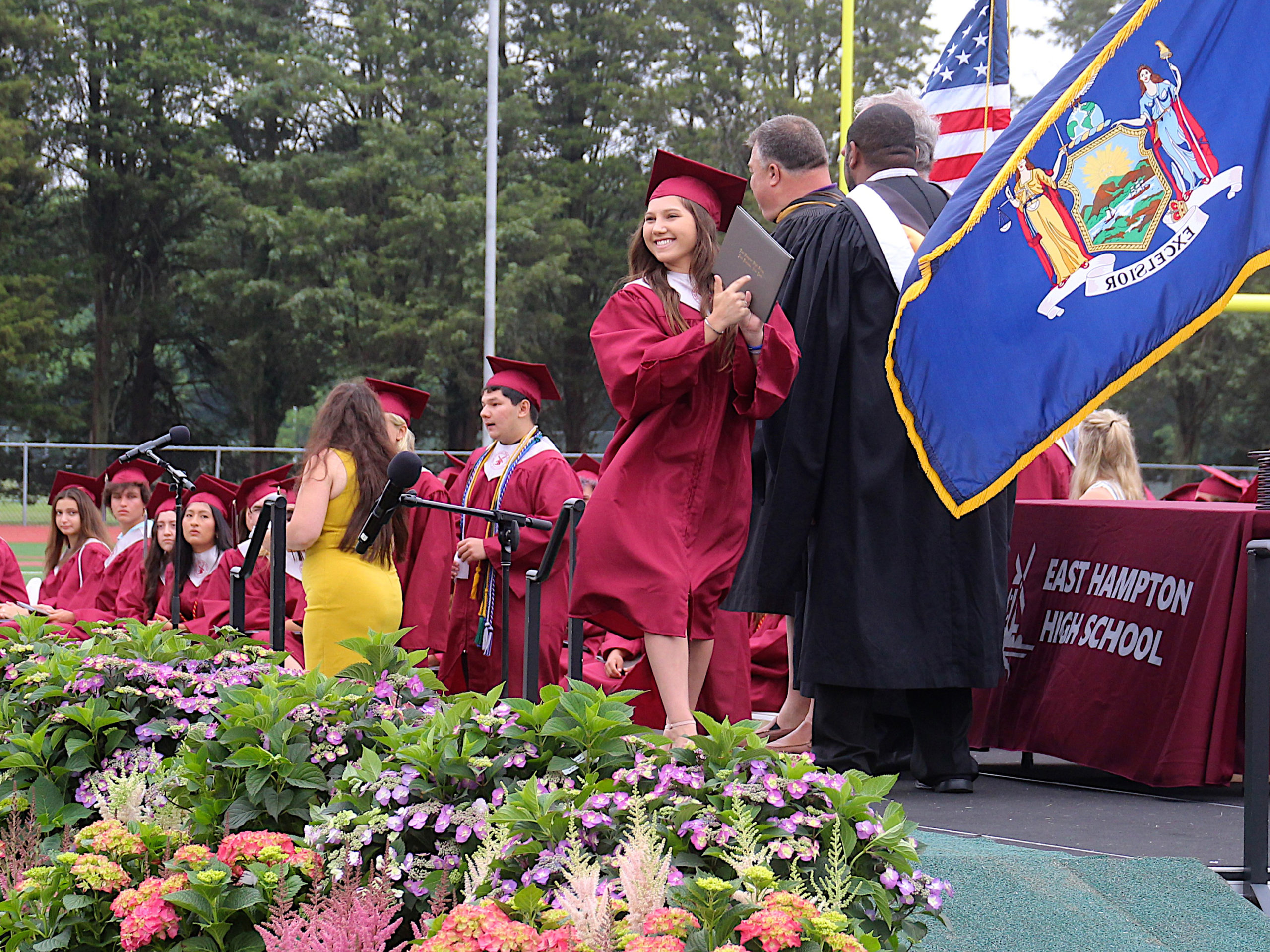 The East Hampton High School Class of 2021 received their diplomas on Saturday morning on the high school grounds.  KYRIL BROMLEY