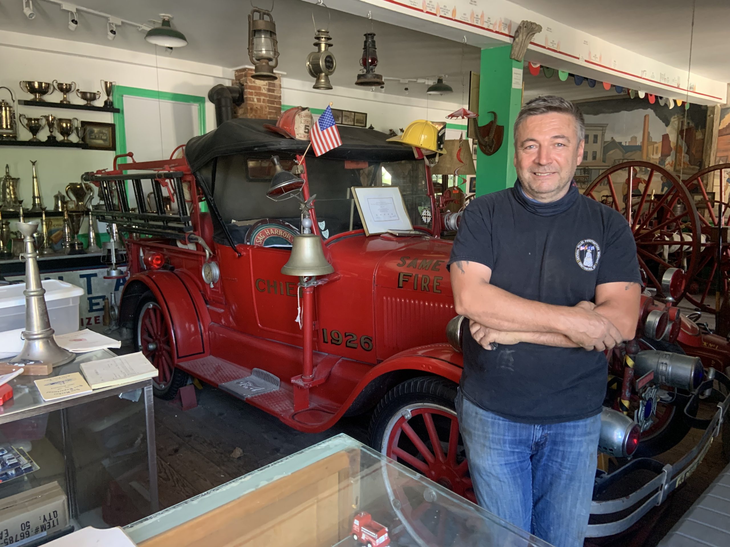 Sag Harbor Village Trustee and former Fire Chief Tom Gardella in the Sag Harbor Fire Department Museum. STEPHEN J. KOTZ