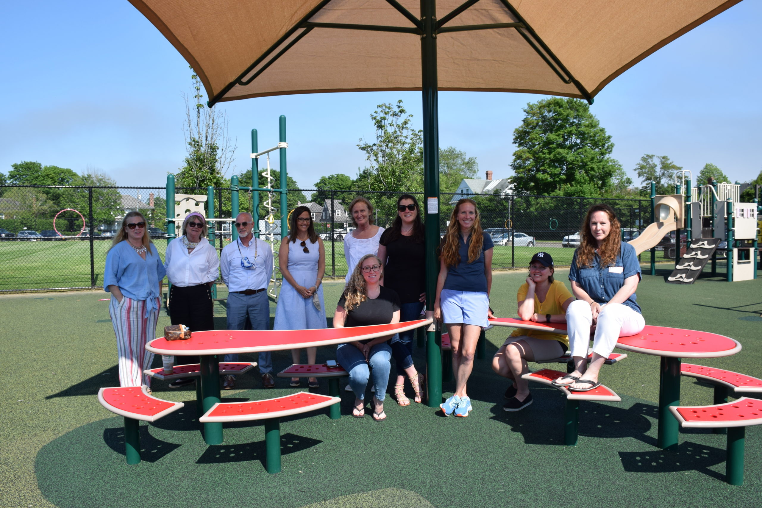 Southampton Elementary School unveiled a new piece of playground equipment dedicated to longtime teacher Liz Hague during a ceremony on June 7.