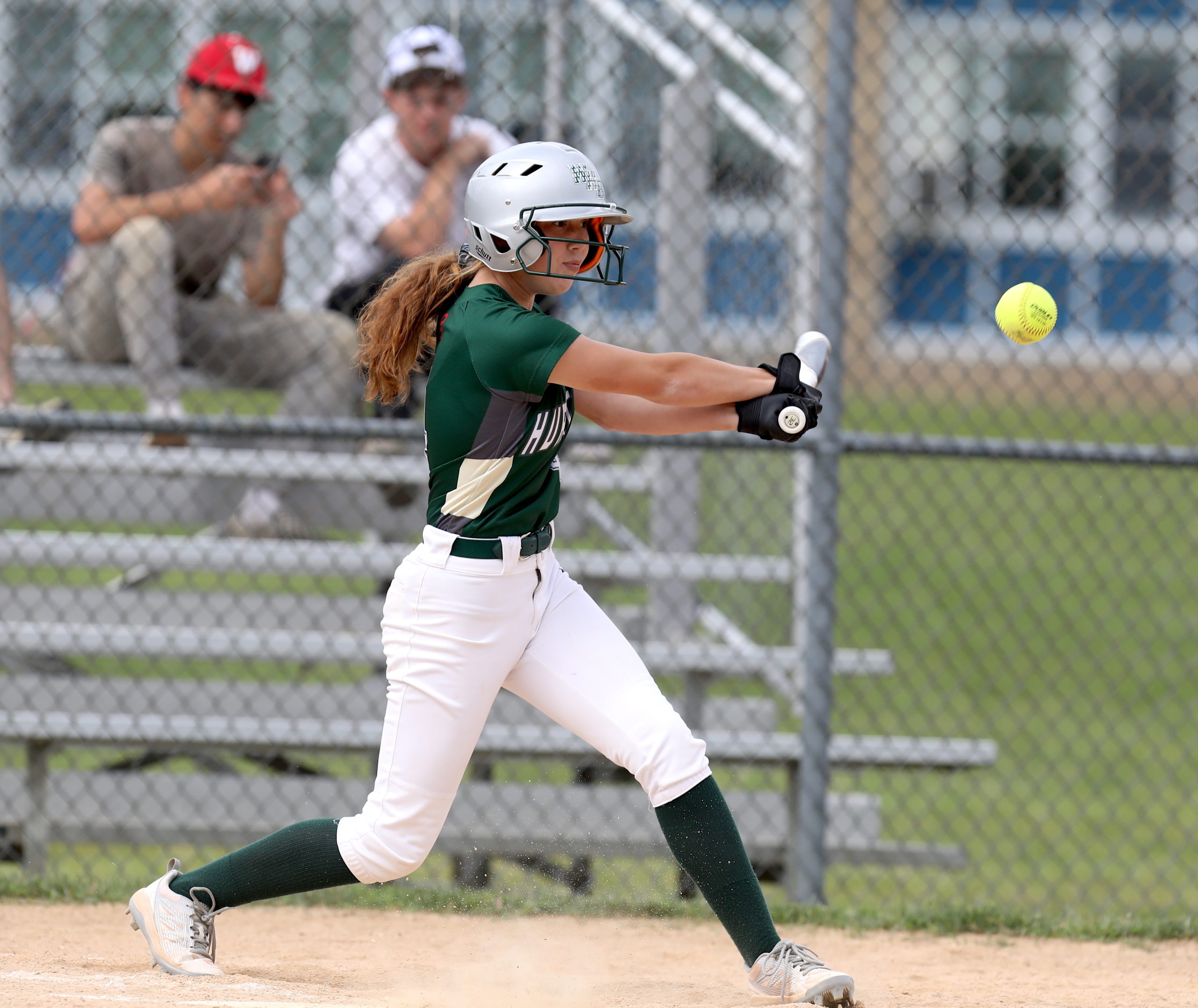 Westhampton Beach eighth-grader Elliejean Burke makes contact with the ball. CHRISTINE HEEREN