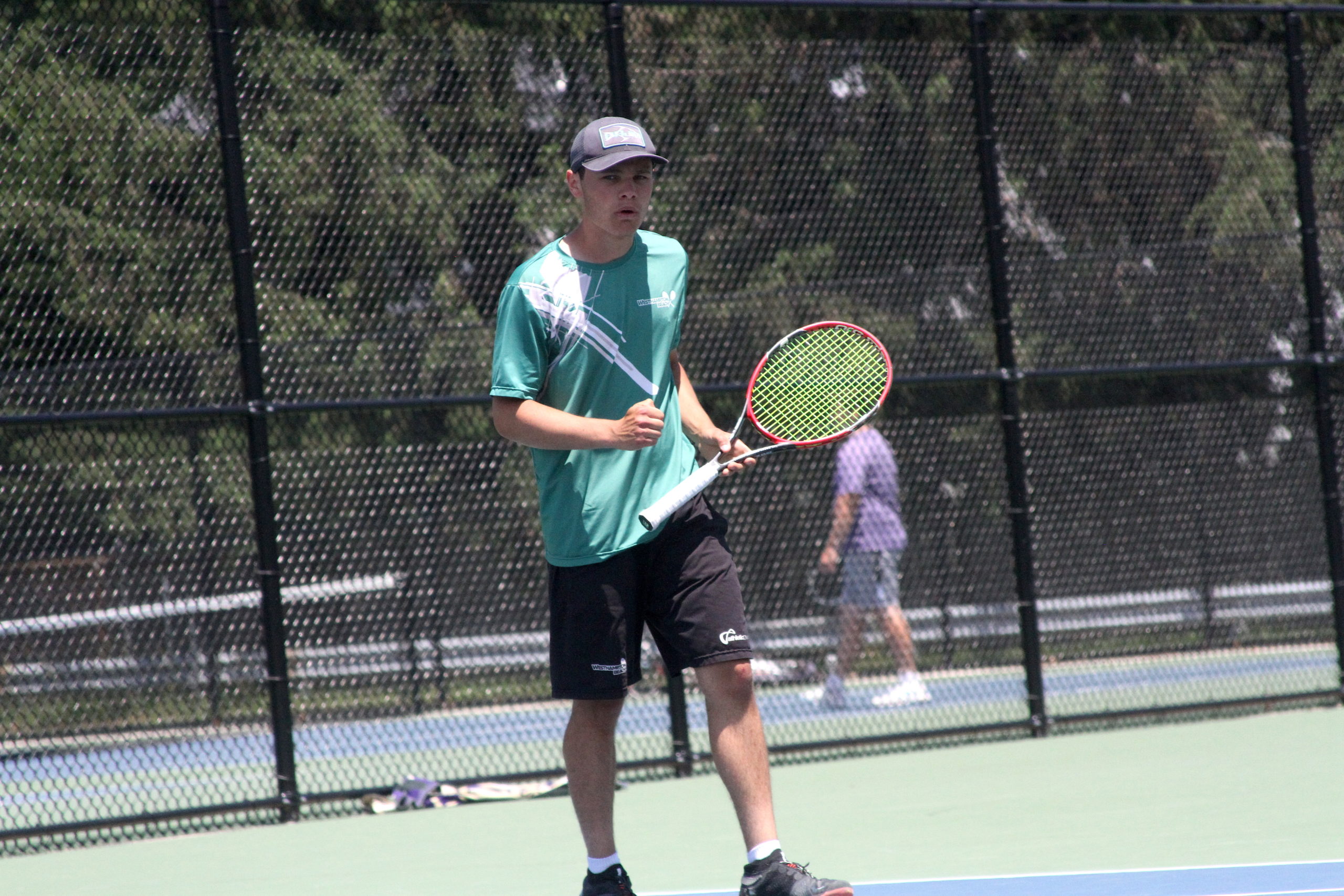 Westhampton Beach senior Josh Kaplan celebrates a point. DESIRÉE KEEGAN