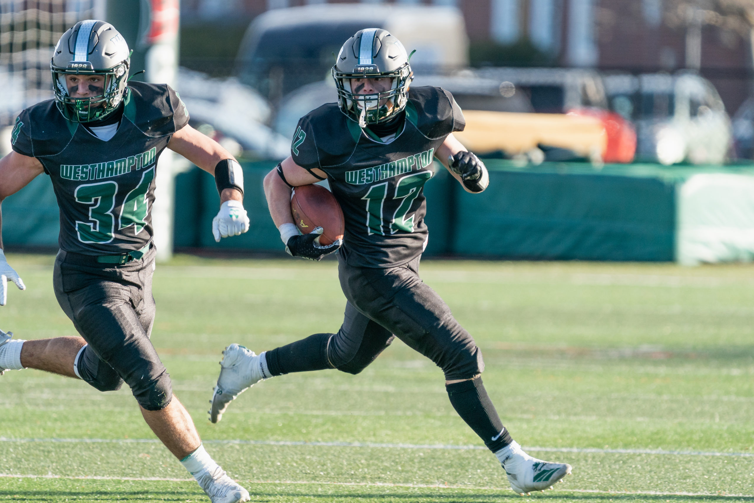 Westhampton Beach senior Aidan Cassara in the season opener against Rocky Point this past season.