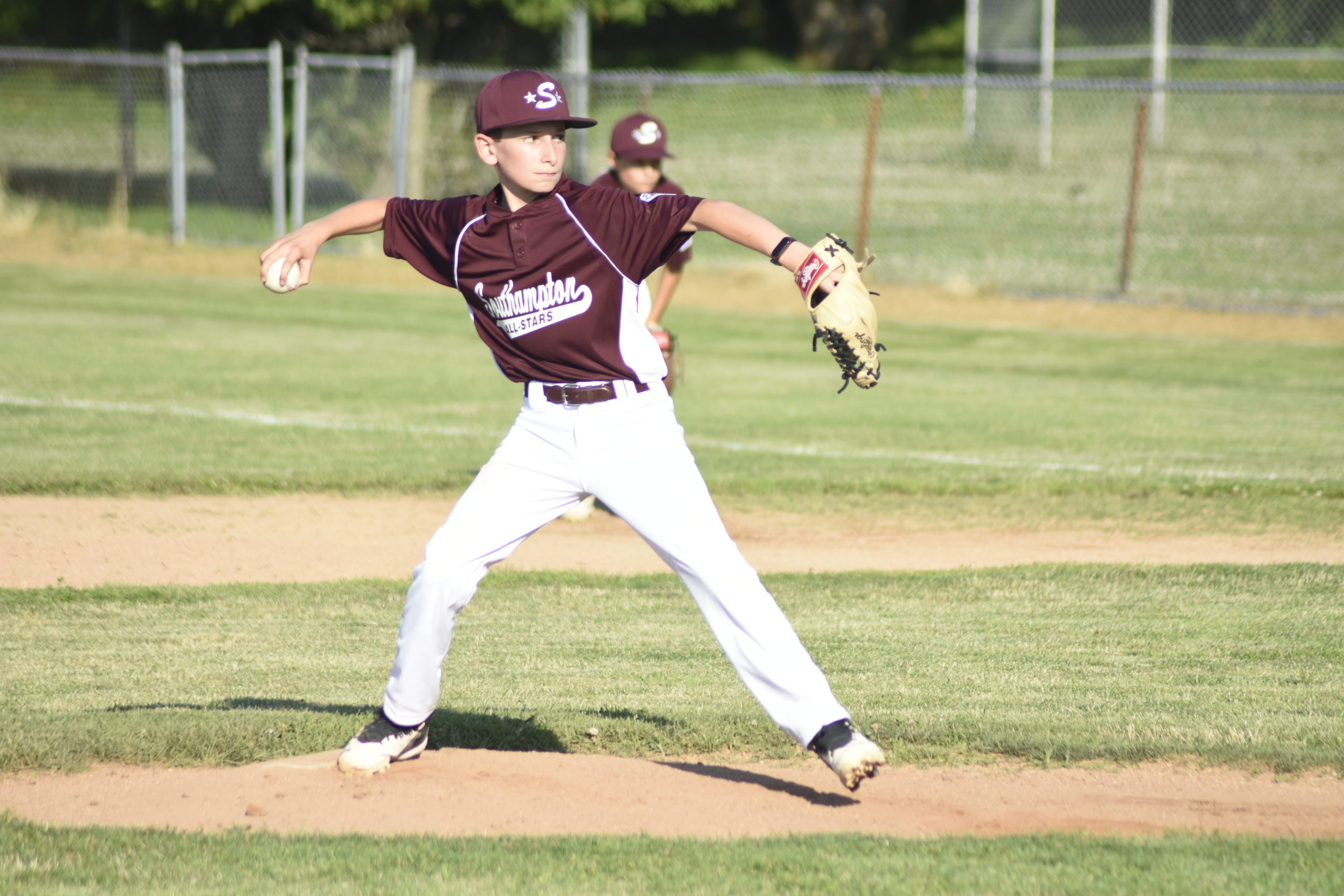 Sam Telvi on the mound for Southampton in its game against East End Little League on June 30.